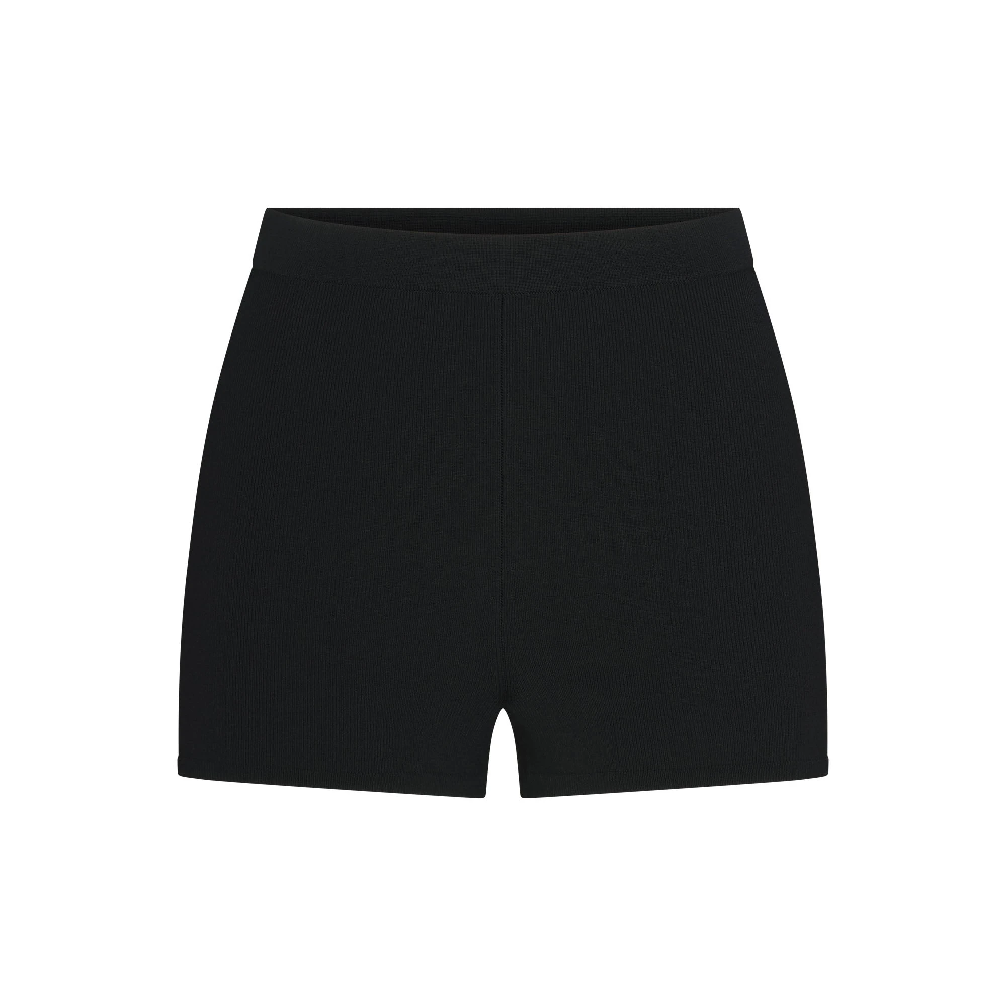 REFINED KNIT HIGH-WAISTED SHORT | OBSIDIAN FLAT ON A WHITE BACKGROUND | FLT