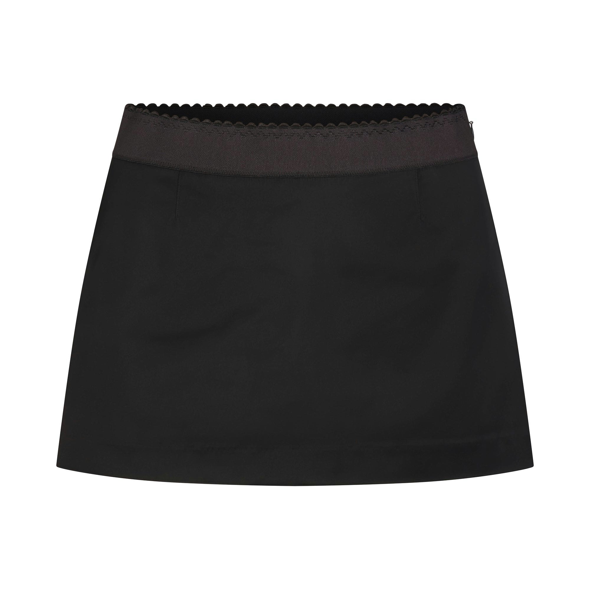 SATIN MINI SKIRT | OBSIDIAN FLAT ON A WHITE BACKGROUND | FLT