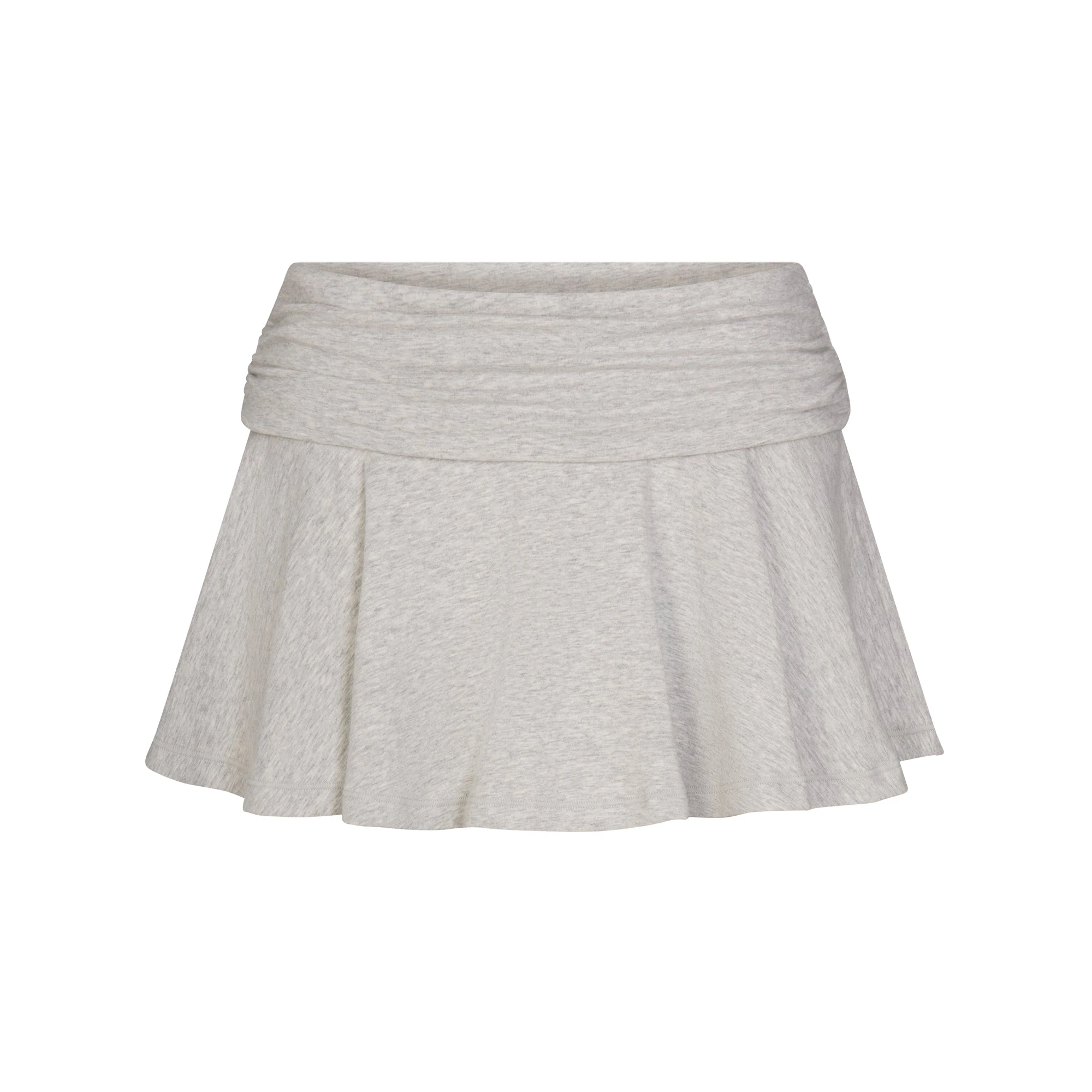 COTTON JERSEY FOLDOVER MINI SKORT | LIGHT HEATHER GREY FLAT ON A WHITE BACKGROUND | FLT