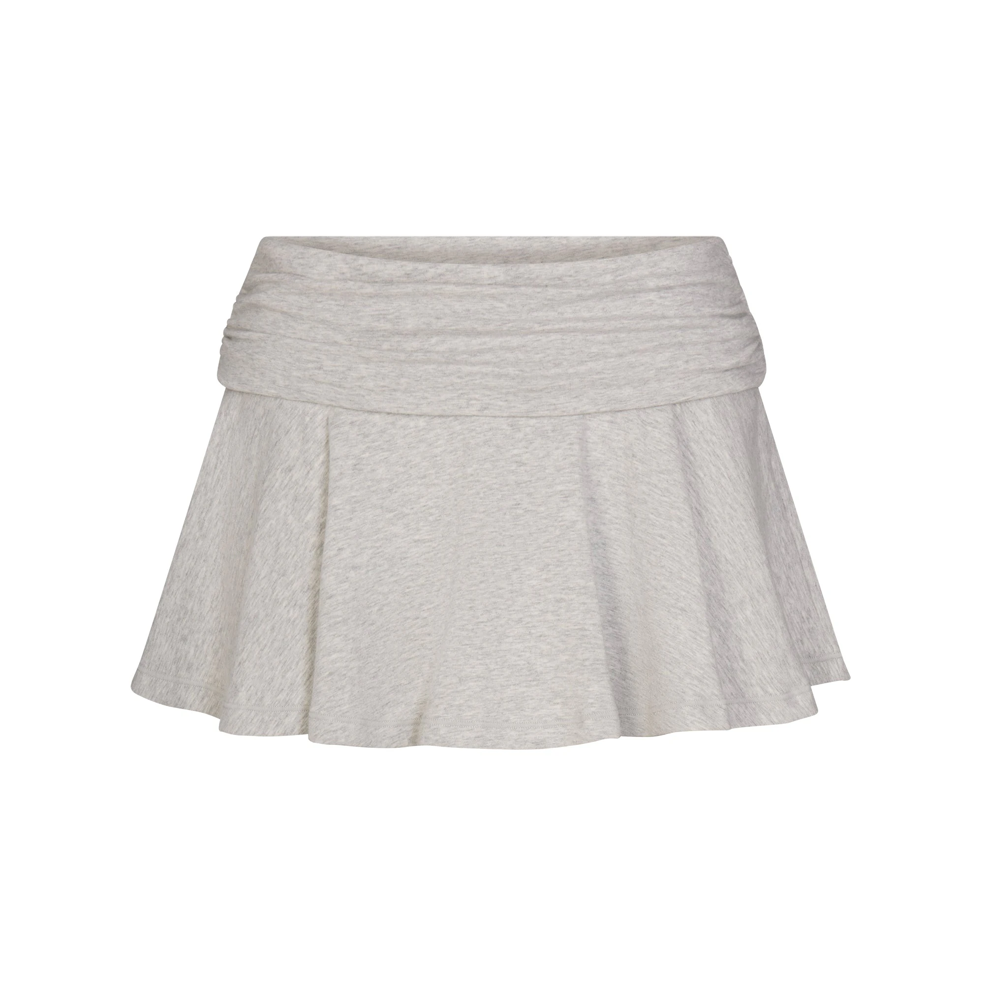 COTTON JERSEY FOLDOVER MINI SKORT | LIGHT HEATHER GREY FLAT ON A WHITE BACKGROUND | FLT