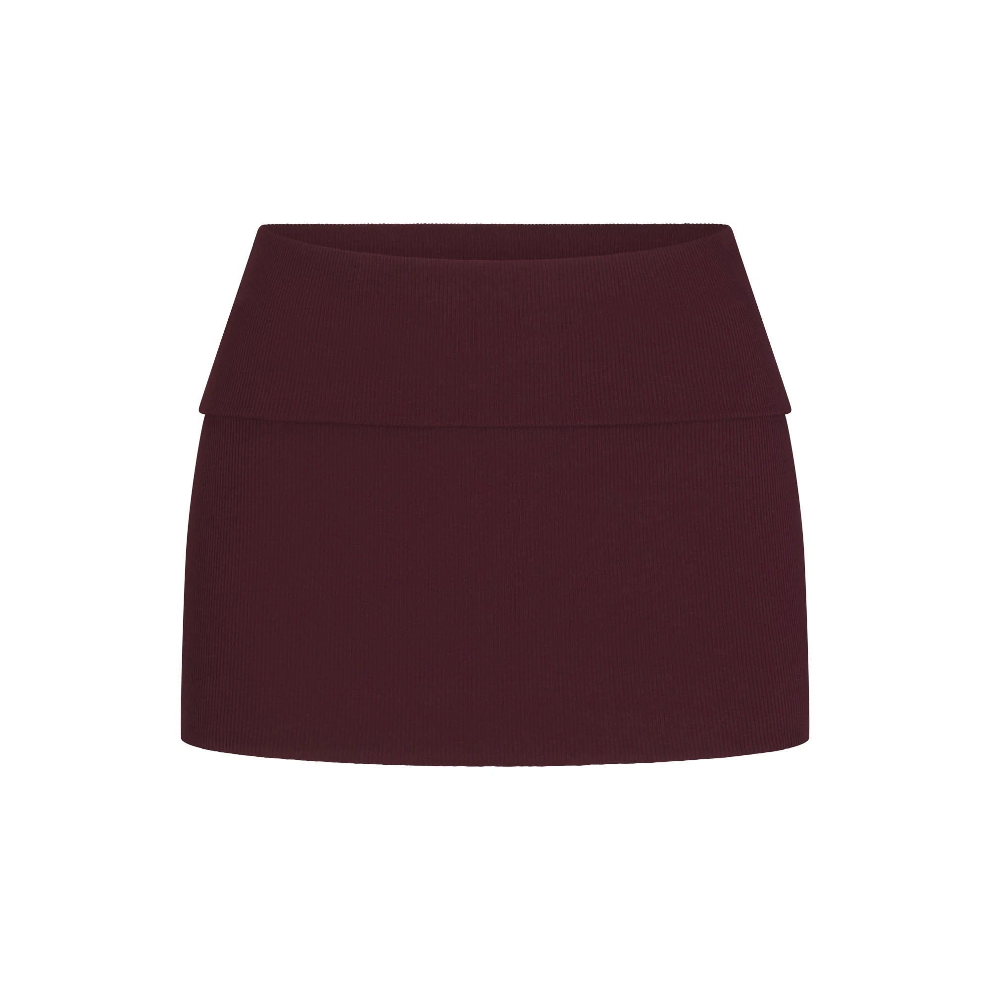 COTTON RIB FOLDOVER MINI SKIRT | CURRANT FLAT ON A WHITE BACKGROUND | FLT