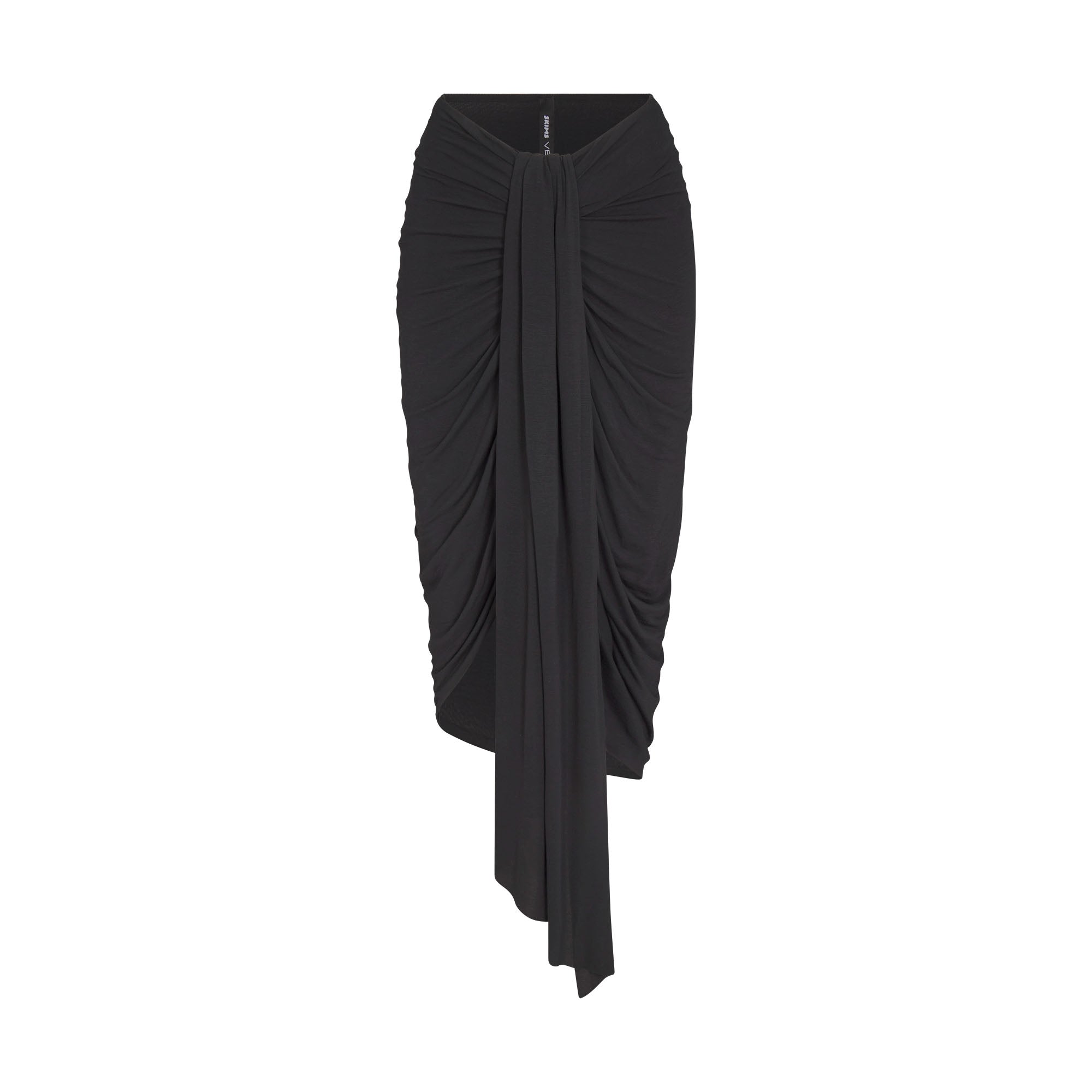 SHEER MODAL DRAPED SKIRT | ONYX FLAT ON A WHITE BACKGROUND | FLT