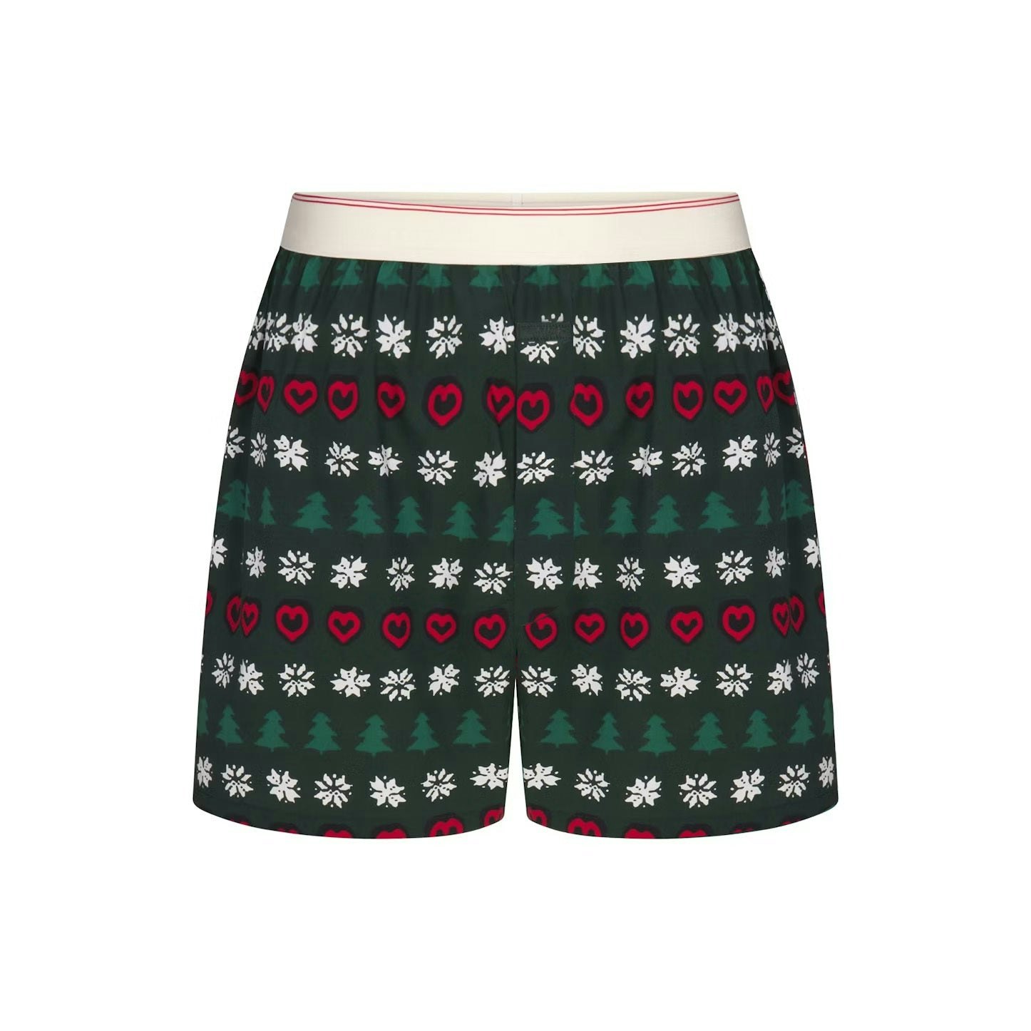 CACTUS PLANT FLEA MARKET X SKIMS COTTON POPLIN MENS BOXER 3-PACK | JINGLE BELLS MULTI FLAT ON A WHITE BACKGROUND | FLT