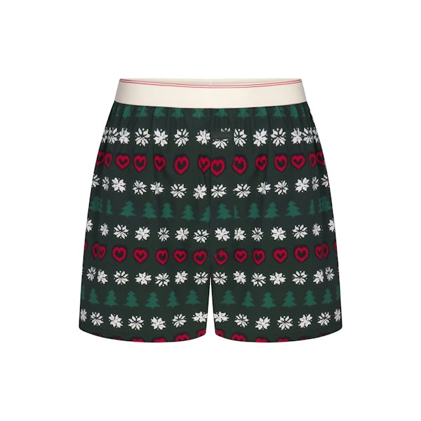 CACTUS PLANT FLEA MARKET X SKIMS COTTON POPLIN MENS BOXER 3-PACK | JINGLE BELLS MULTI FLAT ON A WHITE BACKGROUND | FLT