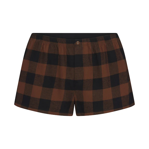 FLANNEL SLEEP CHEEKY BOXER | JASPER BUFFALO CHECK FLAT ON A WHITE BACKGROUND | FLT