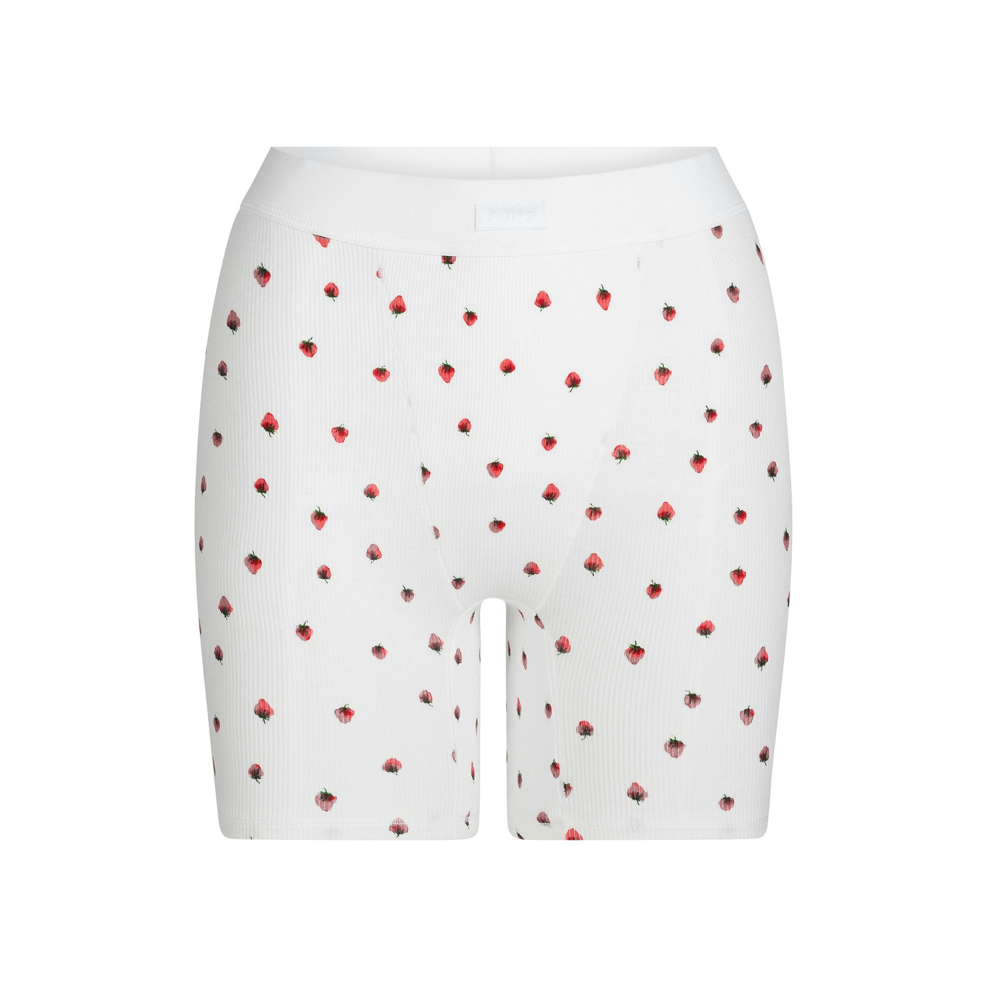 COTTON RIB BOXER | SNOW STRAWBERRY PRINT FLAT ON A WHITE BACKGROUND | FLT