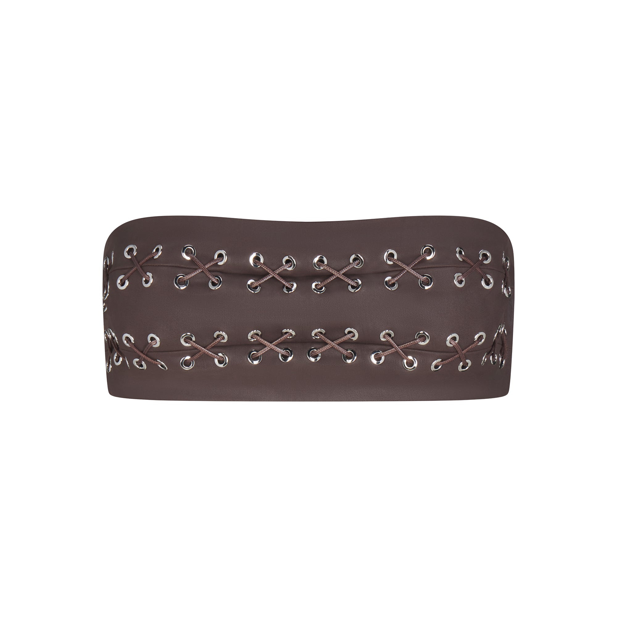 LUDOVIC DE SAINT SERNIN X SKIMS WAXED COTTON BANDEAU | COCOA FLAT ON A WHITE BACKGROUND | FLT