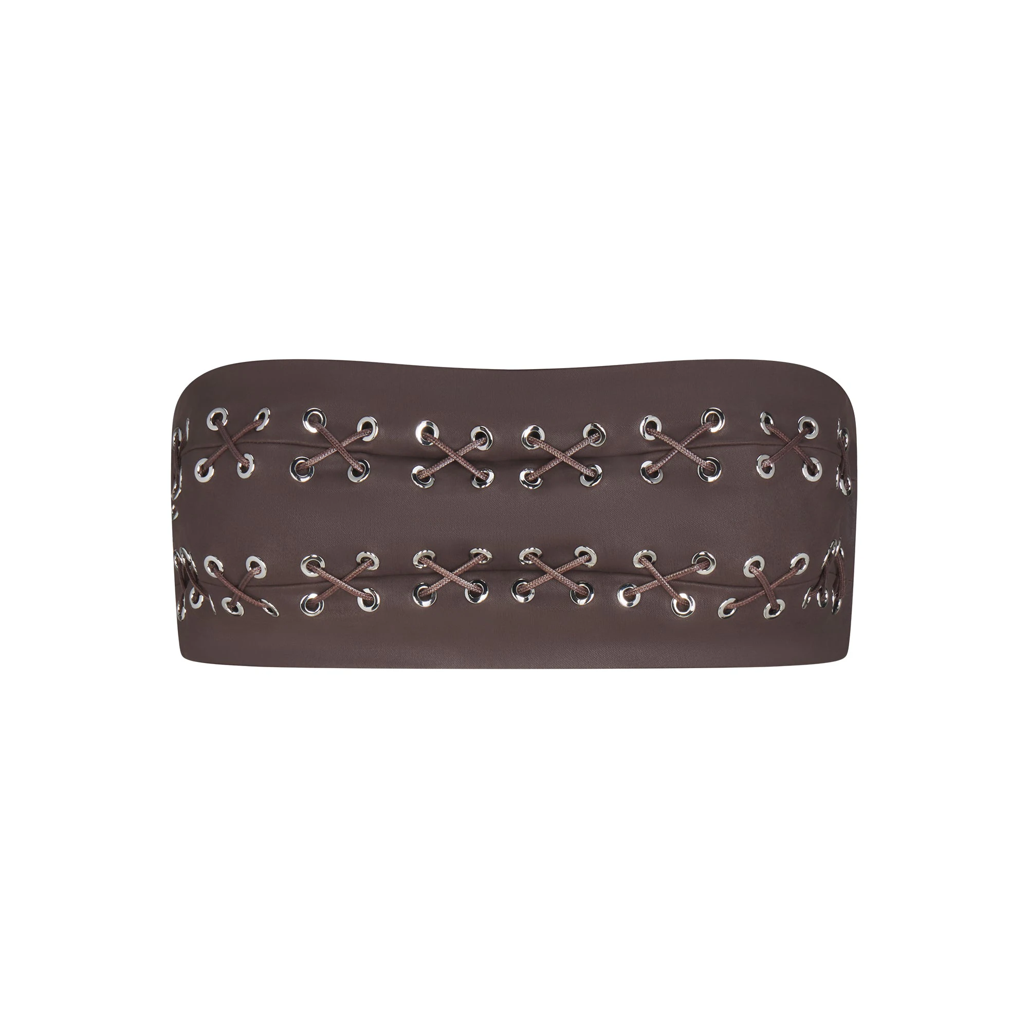 LUDOVIC DE SAINT SERNIN X SKIMS WAXED COTTON BANDEAU | COCOA FLAT ON A WHITE BACKGROUND | FLT