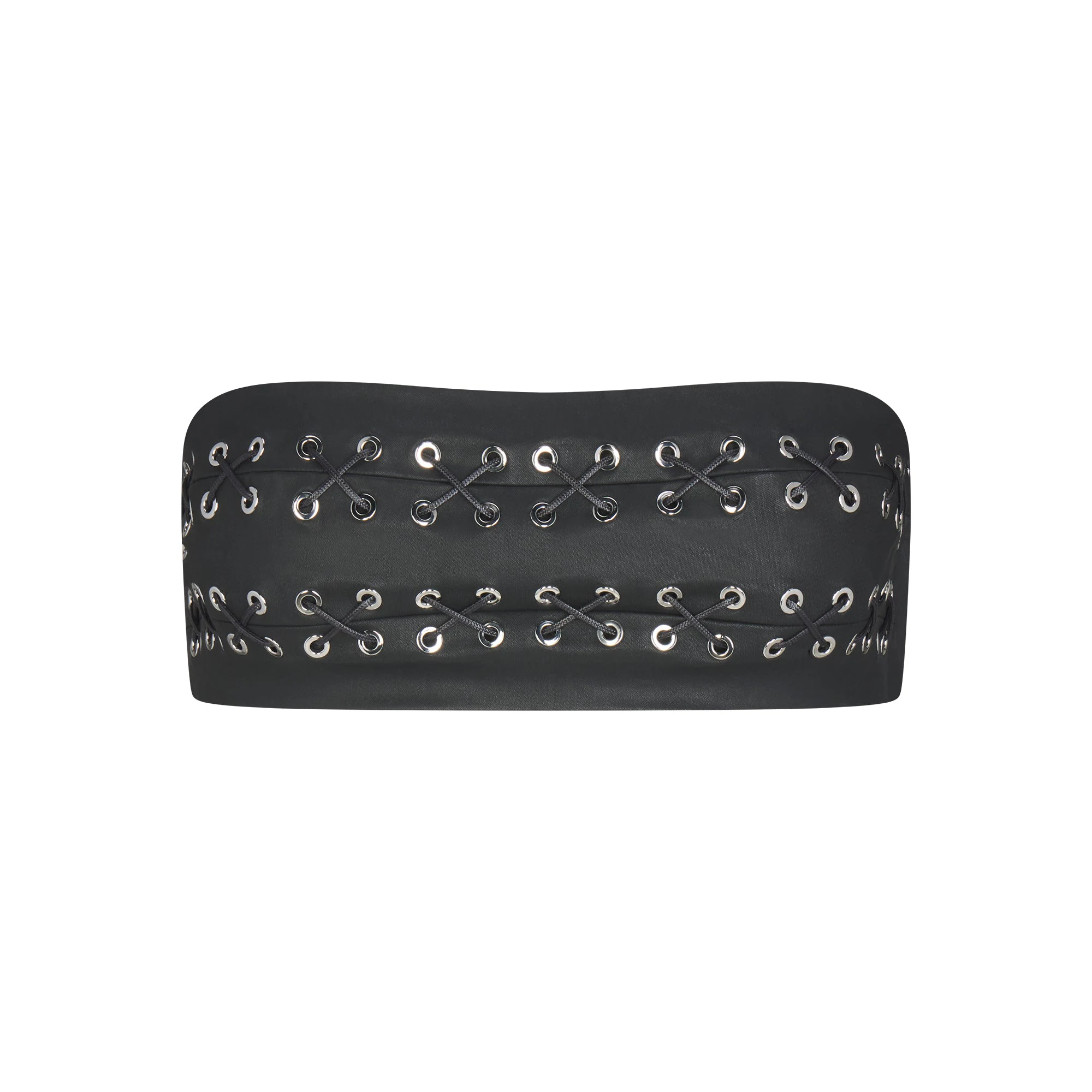 LUDOVIC DE SAINT SERNIN X SKIMS WAXED COTTON BANDEAU | ONYX FLAT ON A WHITE BACKGROUND | FLT
