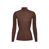 MILKY SHEER MOCK NECK LONG SLEEVE TOP