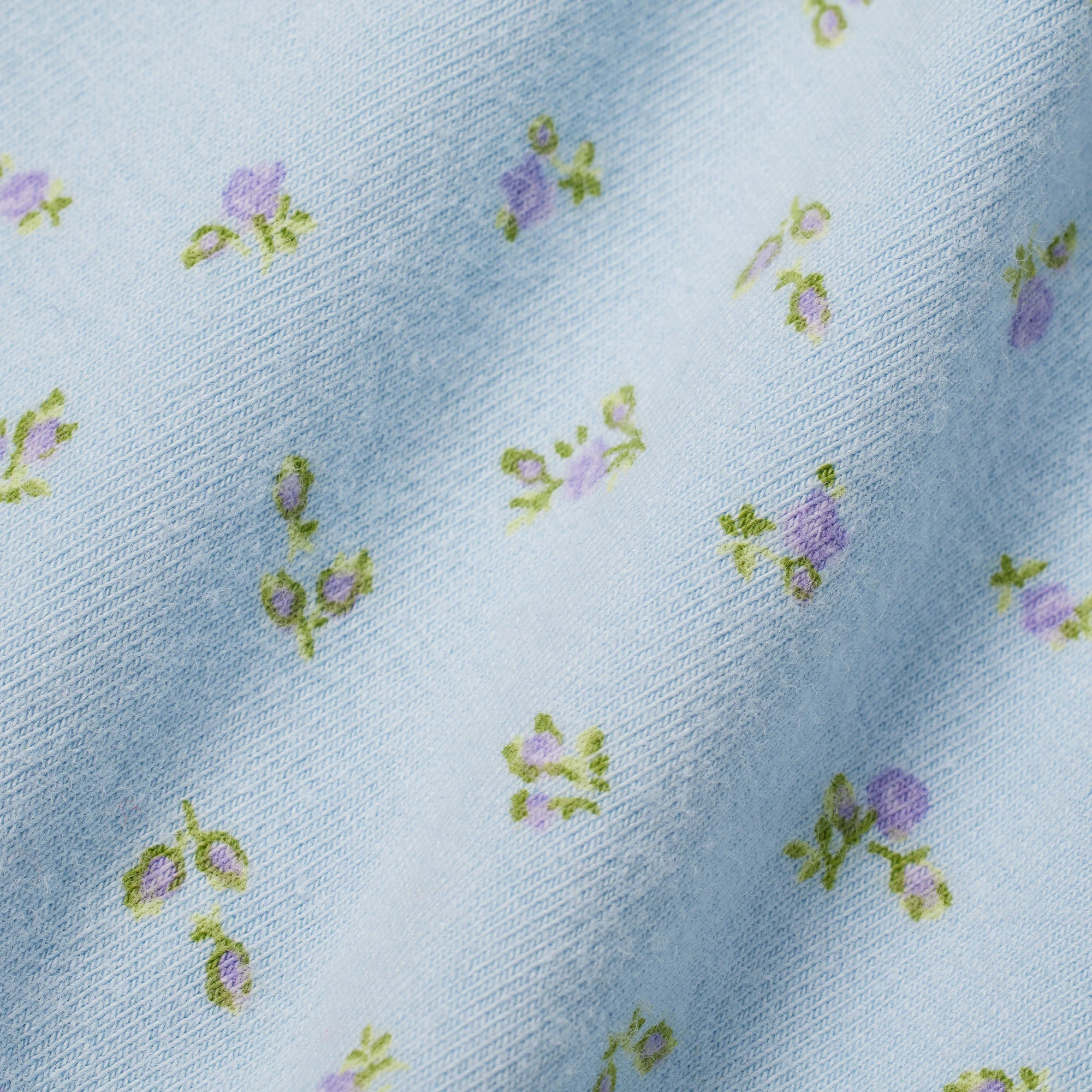 COTTON JERSEY | POWDER BLUE MICRO FLORAL PRINT ADDITIONAL FABRIC DETAILS | about this fabric