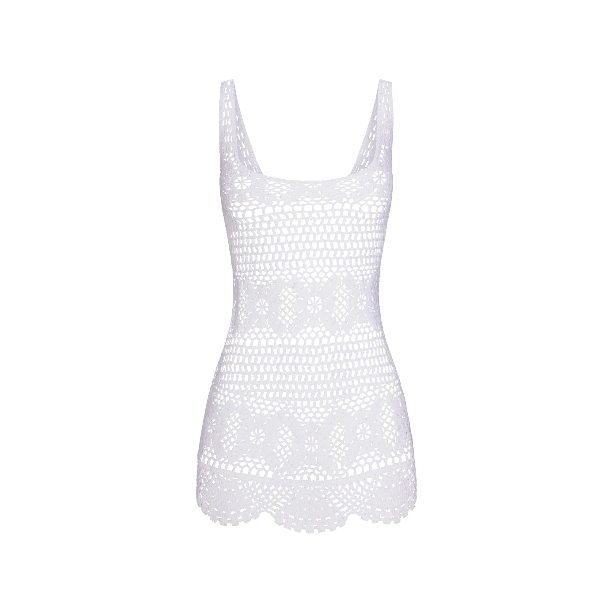 CROCHET COVER-UPS TANK DRESS | SNOW FLAT ON A WHITE BACKGROUND | @ | FOCUS: 0.0, 1.0, 0.9
