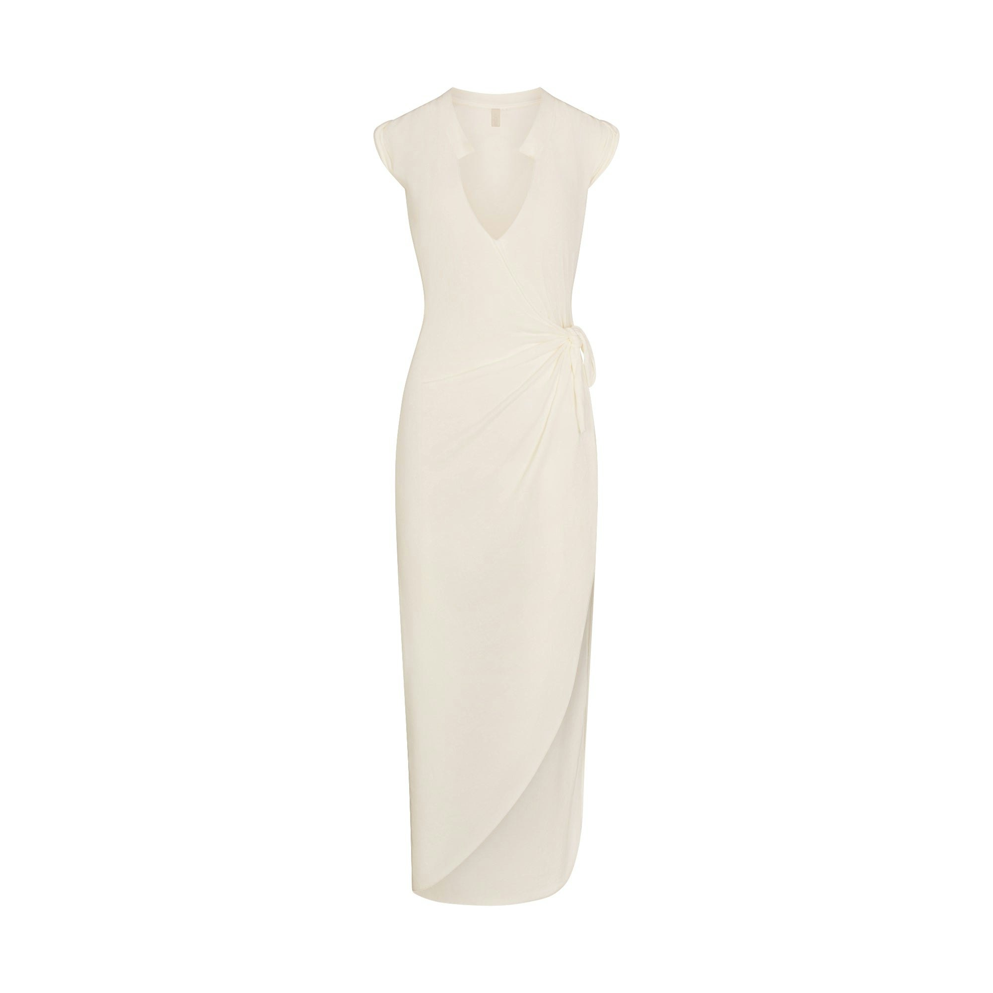 COTTON JERSEY COVER-UPS TIE DRESS | EGRET LAYS FLAT ON A WHITE BACKGROUND | FLT