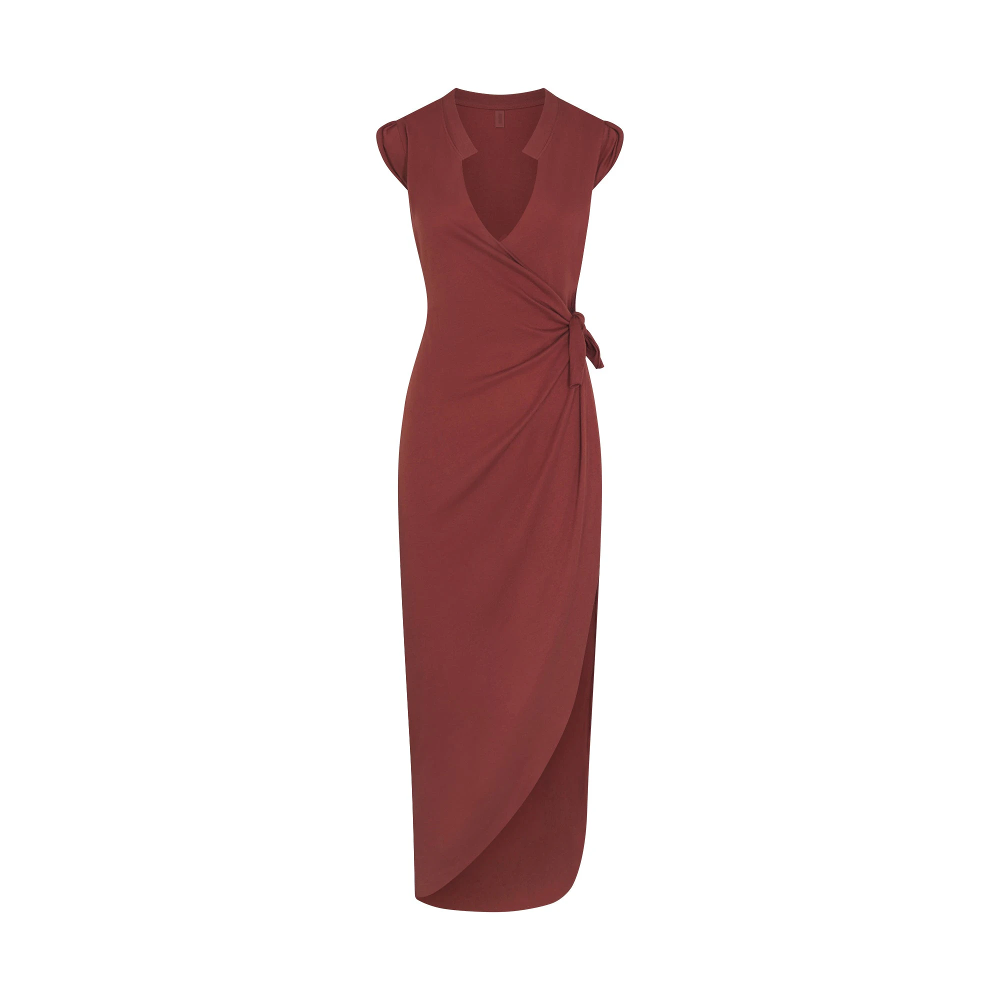 COTTON JERSEY COVER-UPS TIE DRESS | HENNA LAYS FLAT ON A WHITE BACKGROUND | FLT