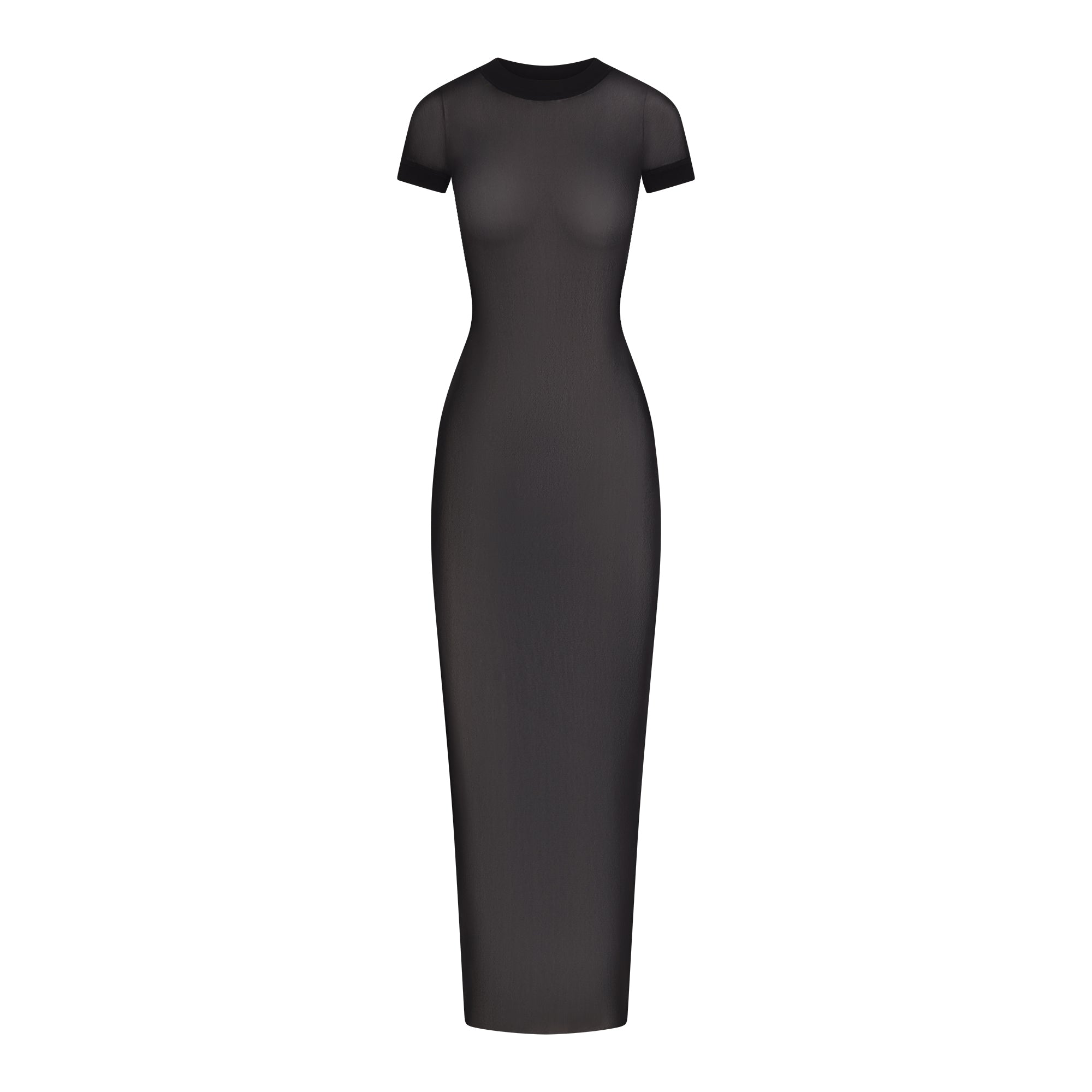 MESH COVER-UPS LONG DRESS | ONYX LAYS FLAT ON A WHITE BACKGROUND | FLT