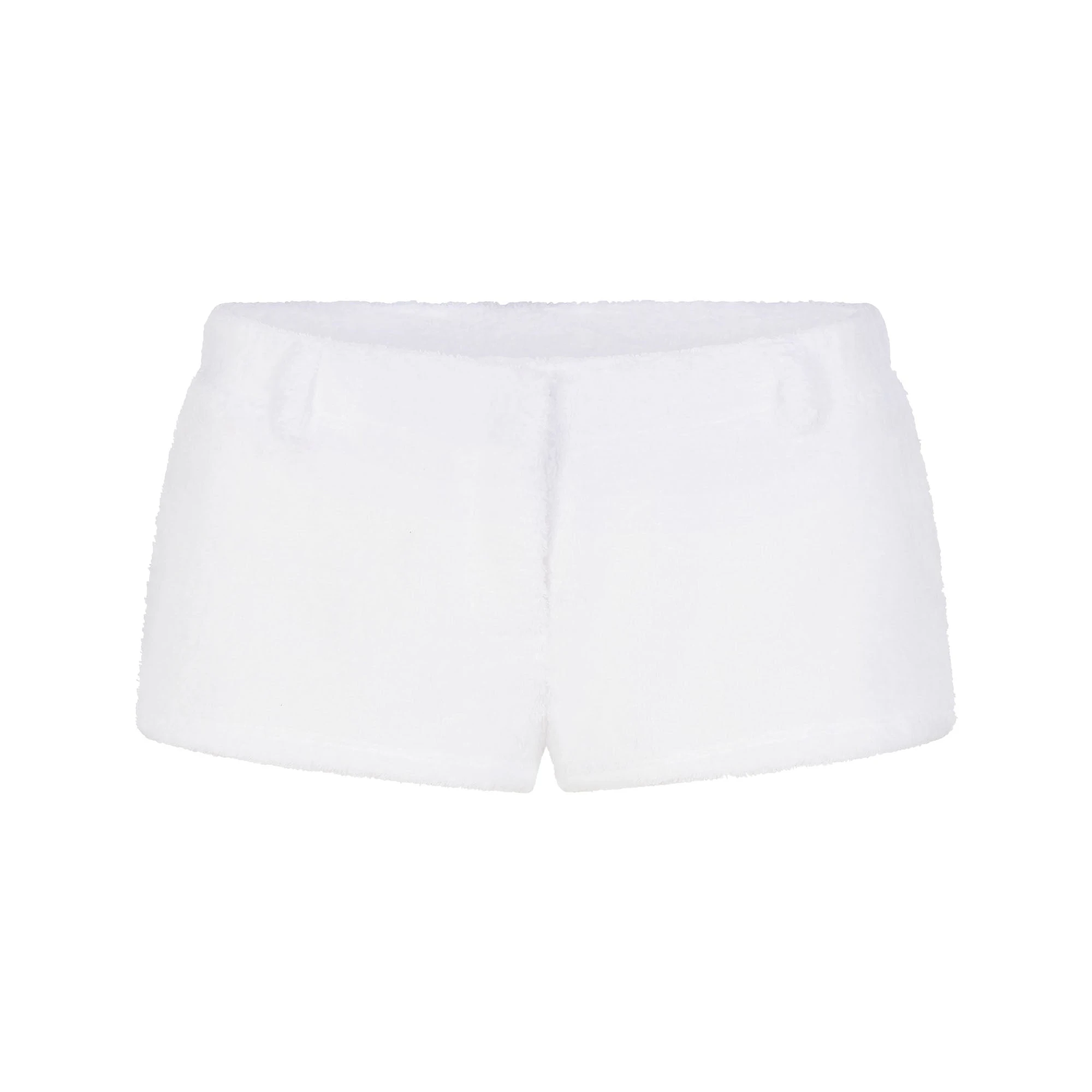 TERRY COVER UPS SHORT SHORT | SNOW (COVER UPS, BOTTOMS) LAYS FLAT ON A WHITE BACKGROUND