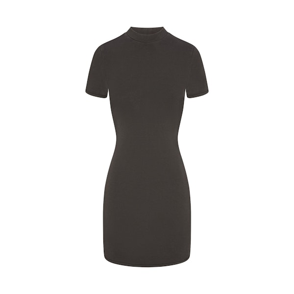OUTDOOR MOCK NECK MINI DRESS | WASHED ONYX FLAT ON A WHITE BACKGROUND | FLT