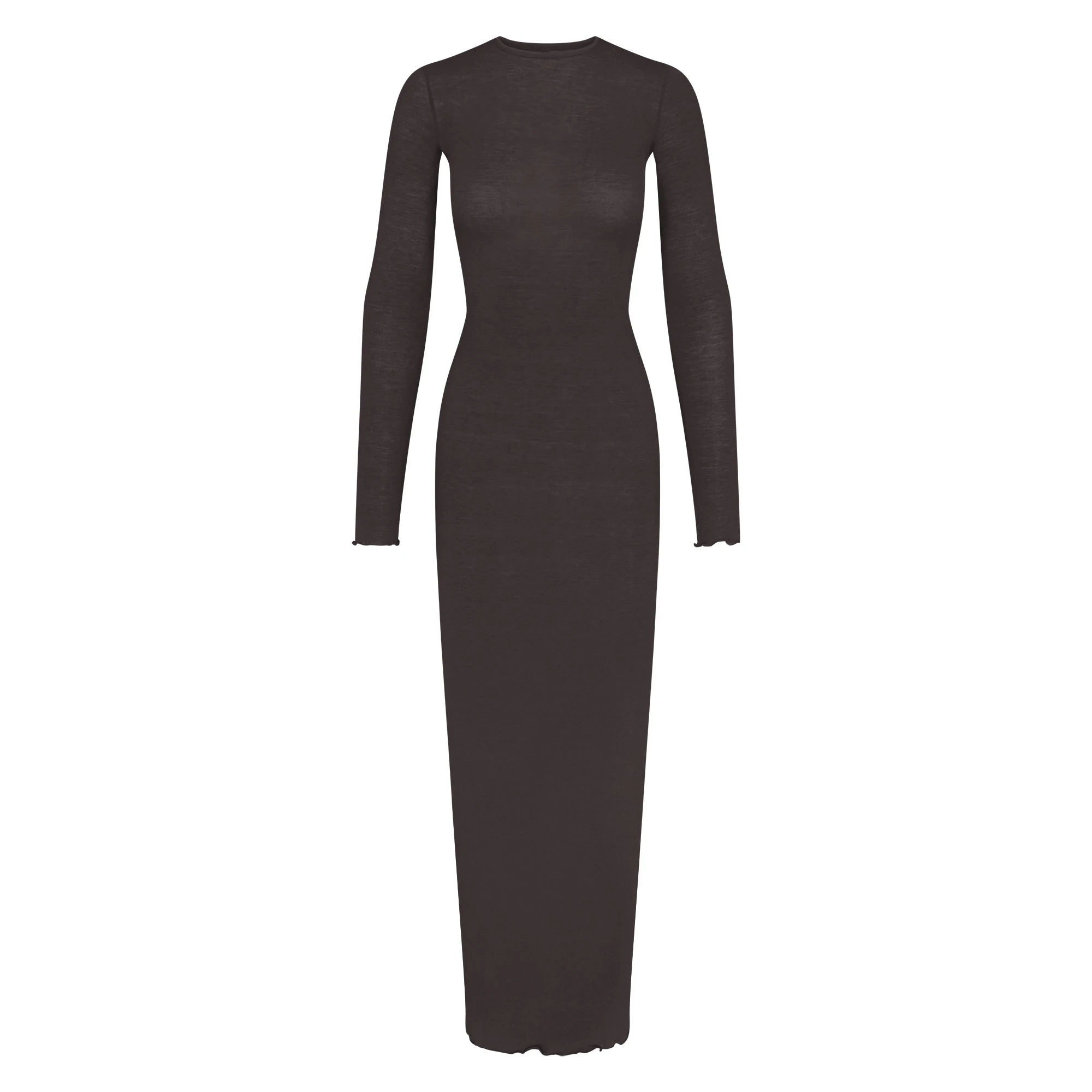 SHEER MODAL LONG SLEEVE LONG DRESS | PHOENIX (LONG DRESSES) FLAT ON A WHITE BACKGROUND | FLT