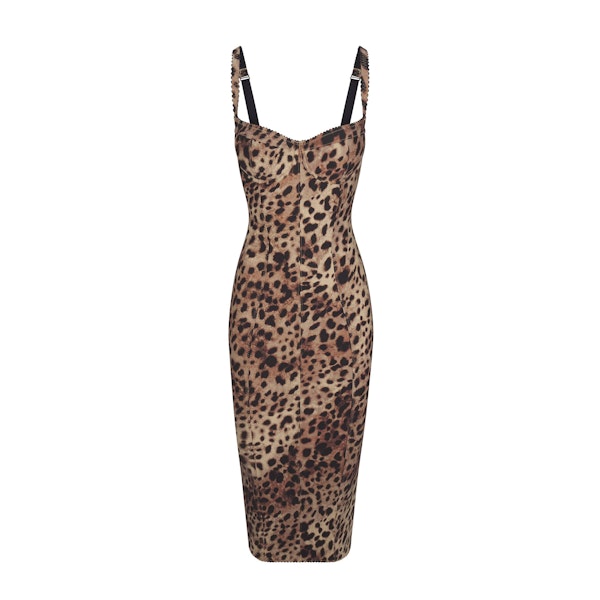 DOLCE&GABBANA X SKIMS SKIMS BODY DRESS | LEOPARD (MIDI DRESSES) FLAT ON A WHITE BACKGROUND | FLT