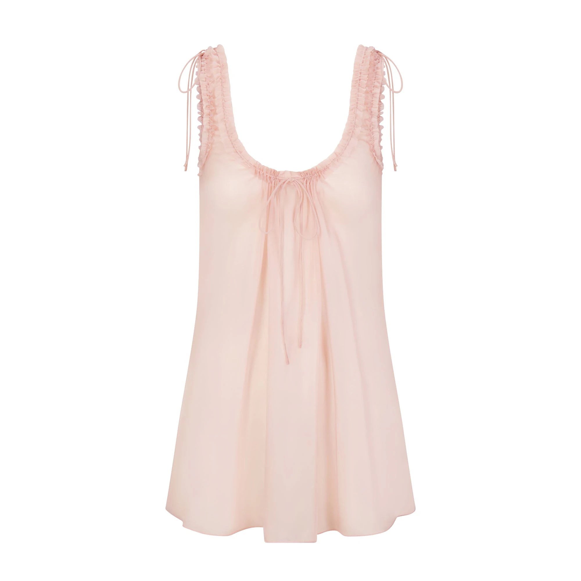 SKIMS ROMANCE MINI DRESS | MORGANITE FLAT ON A WHITE BACKGROUND | FLT