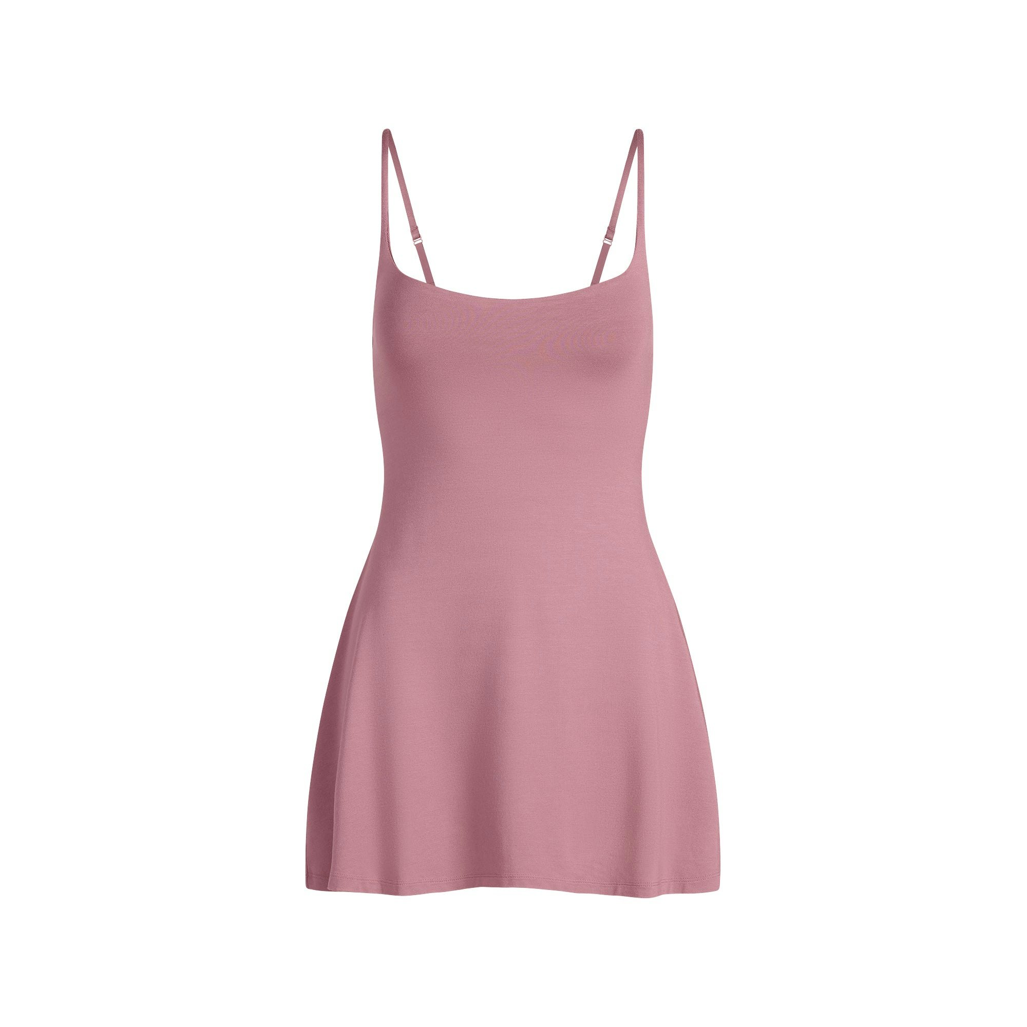 SMOOTH LAYERS SKIMPY STRAP MINI DRESS | REDWOOD FLAT ON A WHITE BACKGROUND | FLT