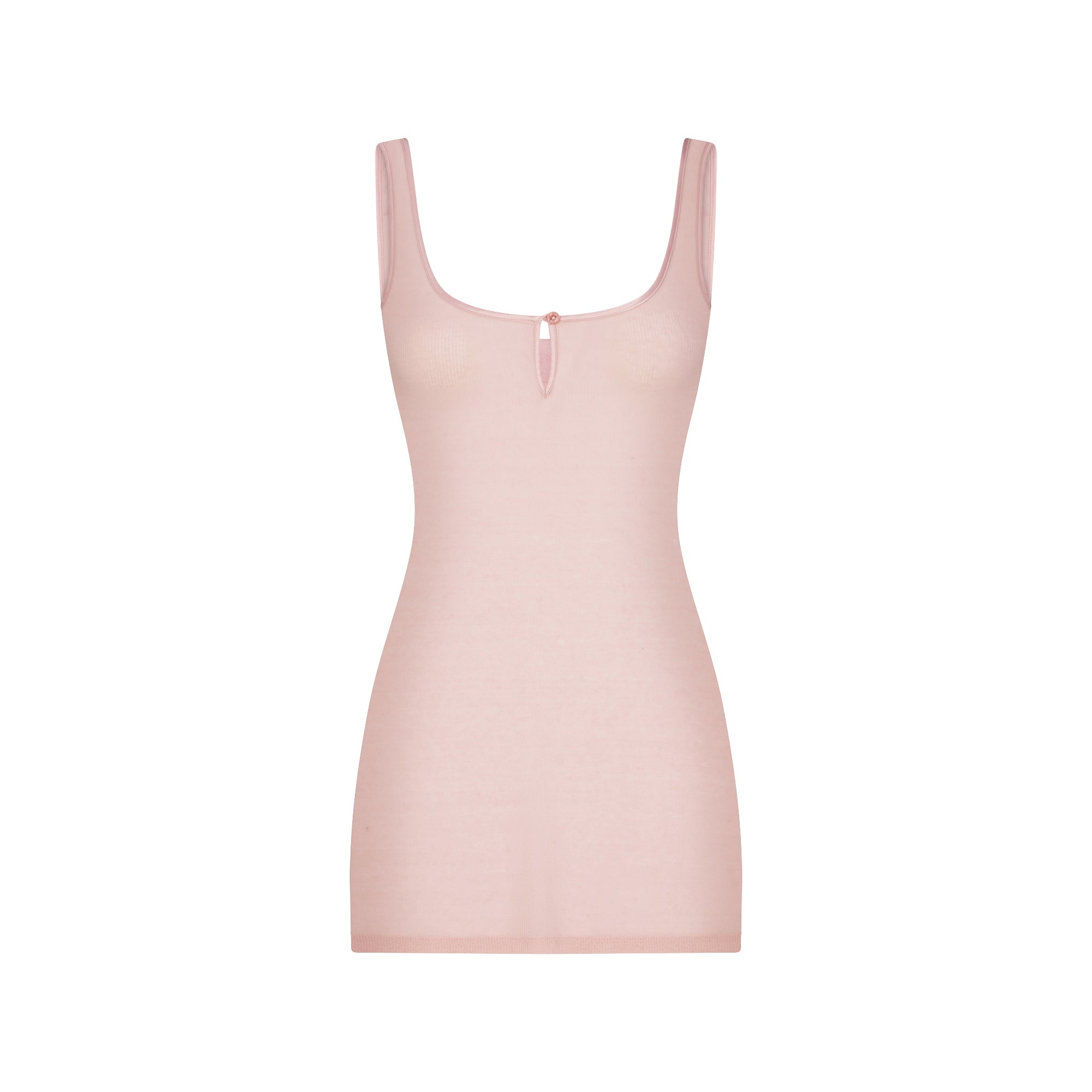 SHEER RIB MINI SLIP DRESS | MORGANITE FLAT ON A WHITE BACKGROUND | FLT