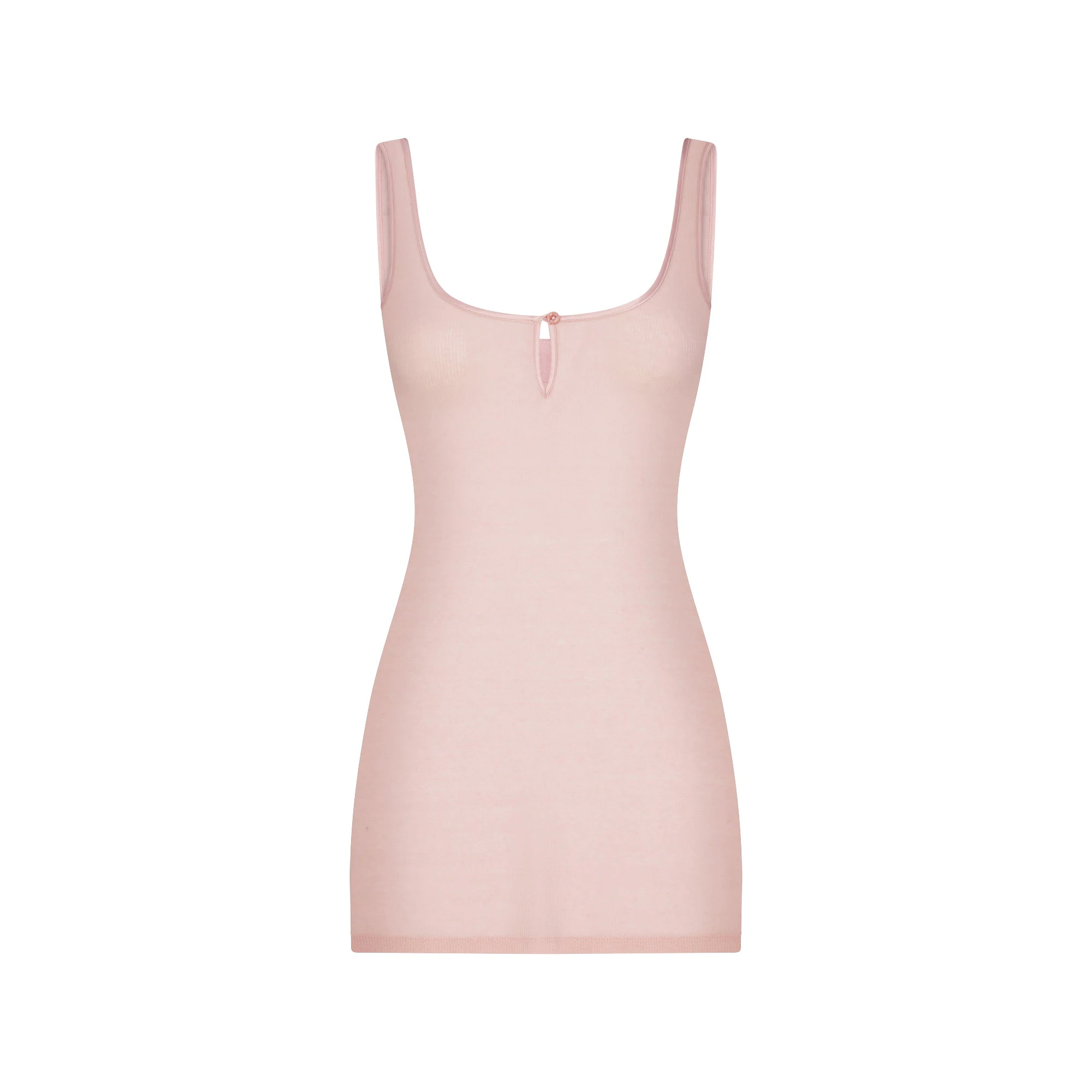 SHEER RIB MINI SLIP DRESS | MORGANITE FLAT ON A WHITE BACKGROUND | FLT