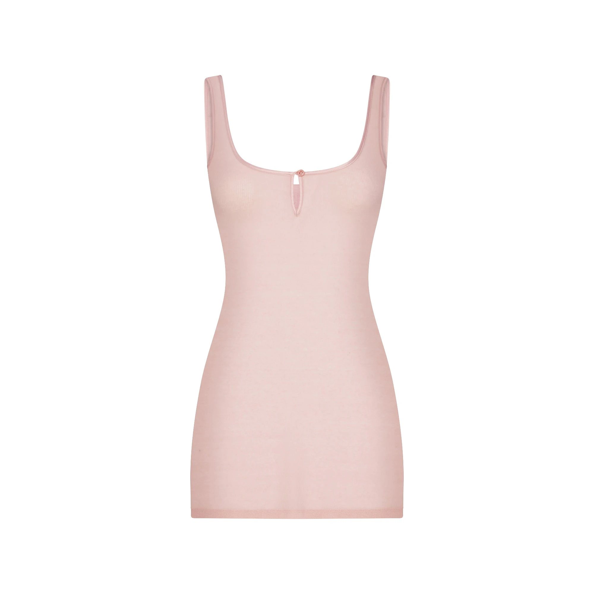 SHEER RIB MINI SLIP DRESS | MORGANITE FLAT ON A WHITE BACKGROUND | FLT