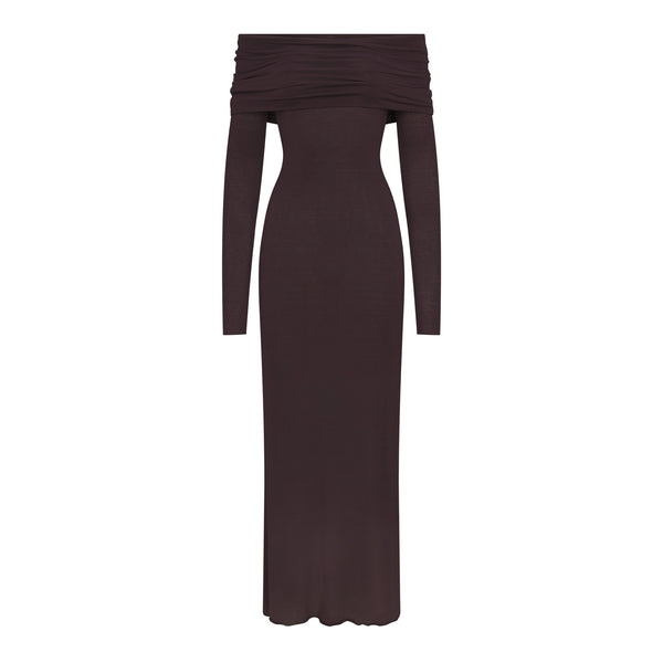 SOFT LOUNGE LONG SLEEVE DRESS | HEATHER GREY | SKIMS