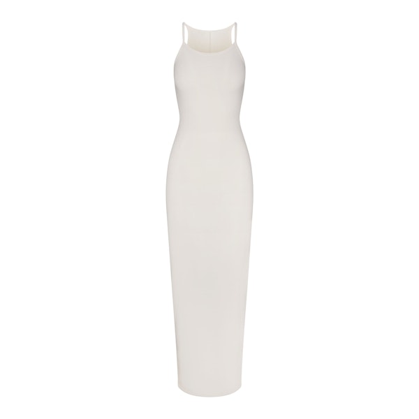 COTTON RIB LONG CAMI DRESS | MARBLE(LONG DRESSES) FLAT ON A WHITE BACKGROUND | FLT