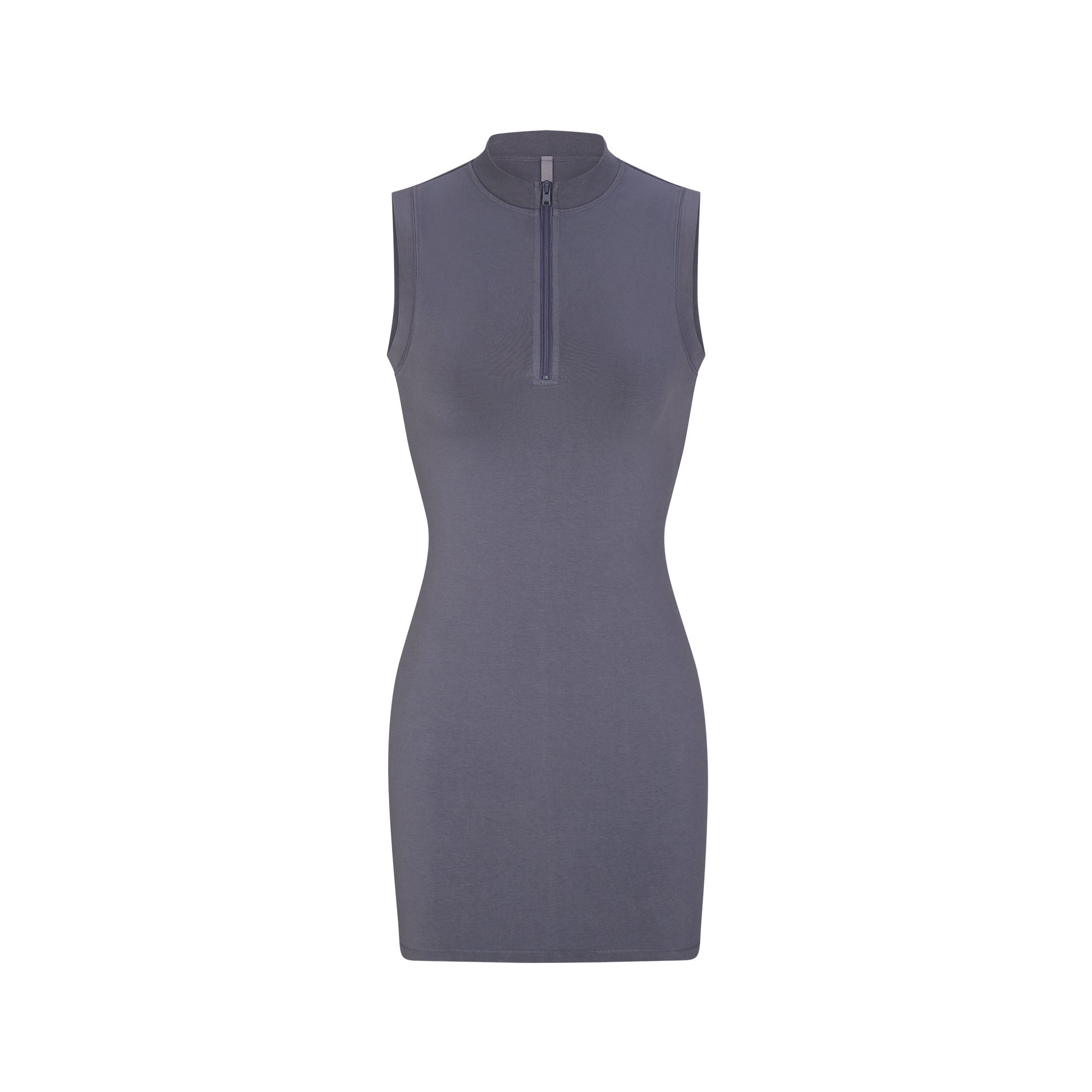 NEW VINTAGE ZIP UP SLEEVELESS MINI DRESS | STEEL BLUE