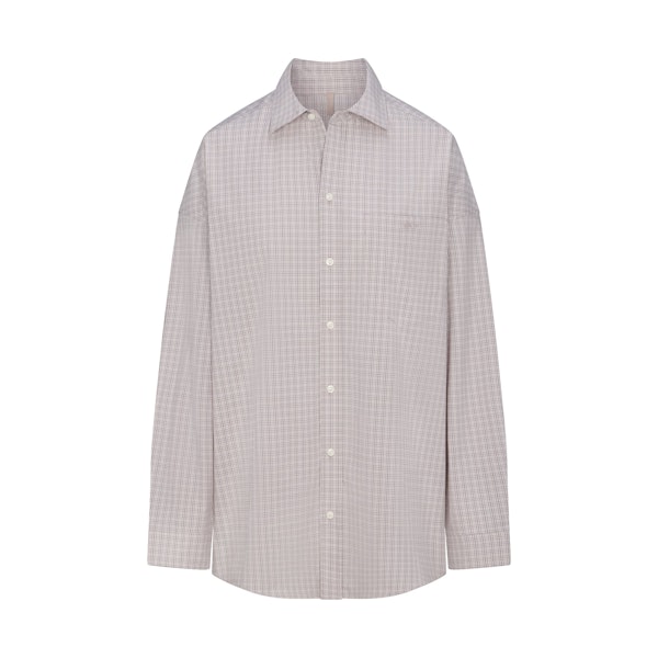 COTTON POPLIN SLEEP SHIRT DRESS | SILVER CHECK FLAT ON A WHITE BACKGROUND @ | FLT