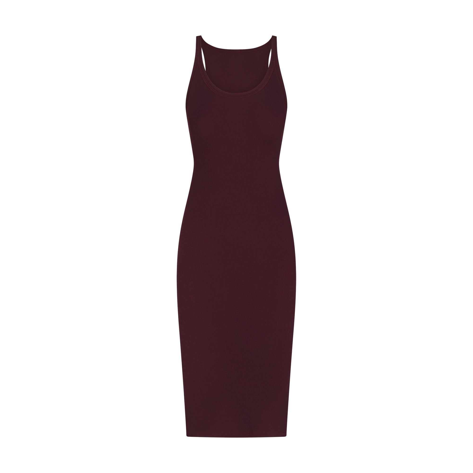 COTTON RIB TANK MIDI DRESS | CURRANT FLAT ON A WHITE BACKGROUND | FLT
