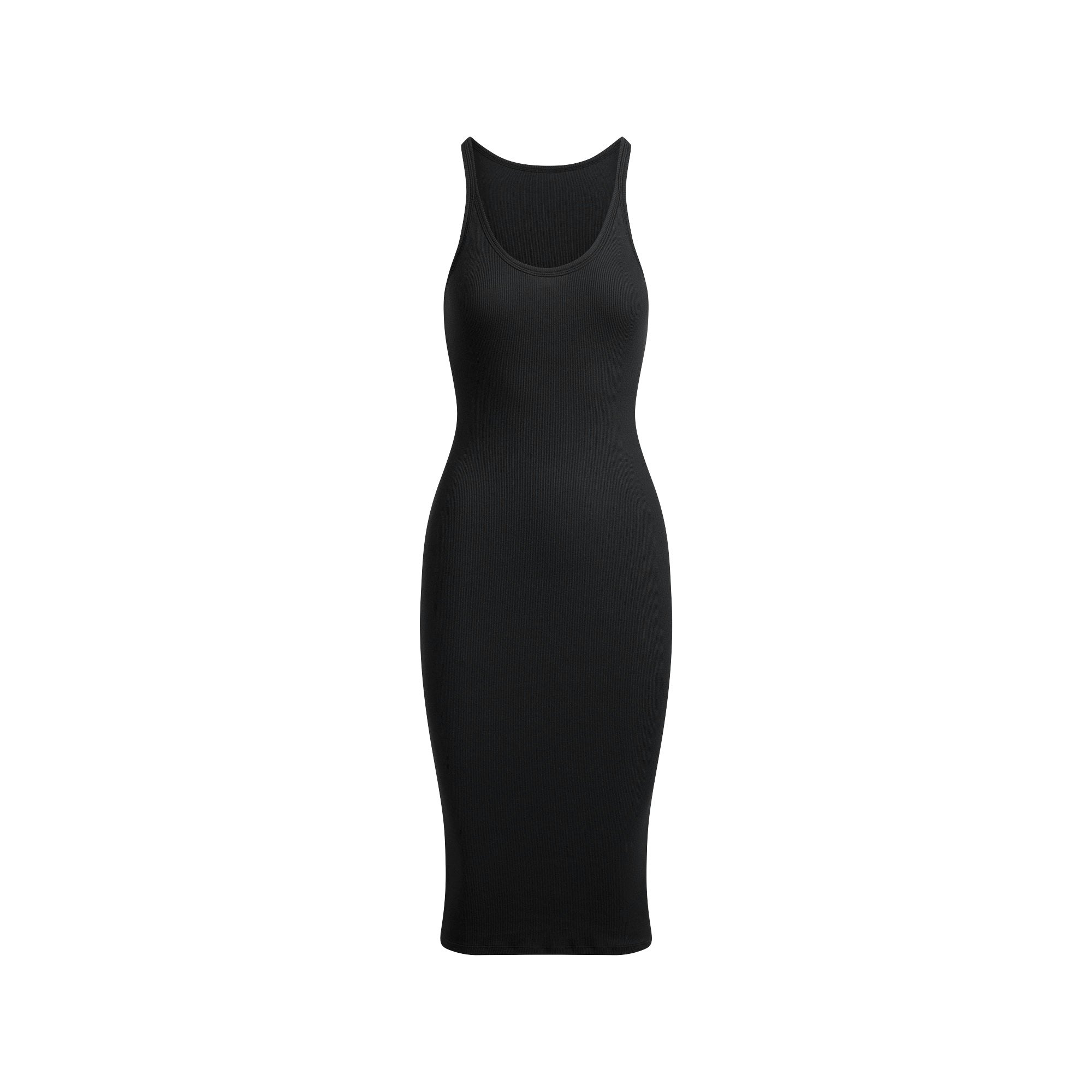 COTTON RIB TANK MIDI DRESS | SOOT FLAT ON A WHITE BACKGROUND @ | FLT