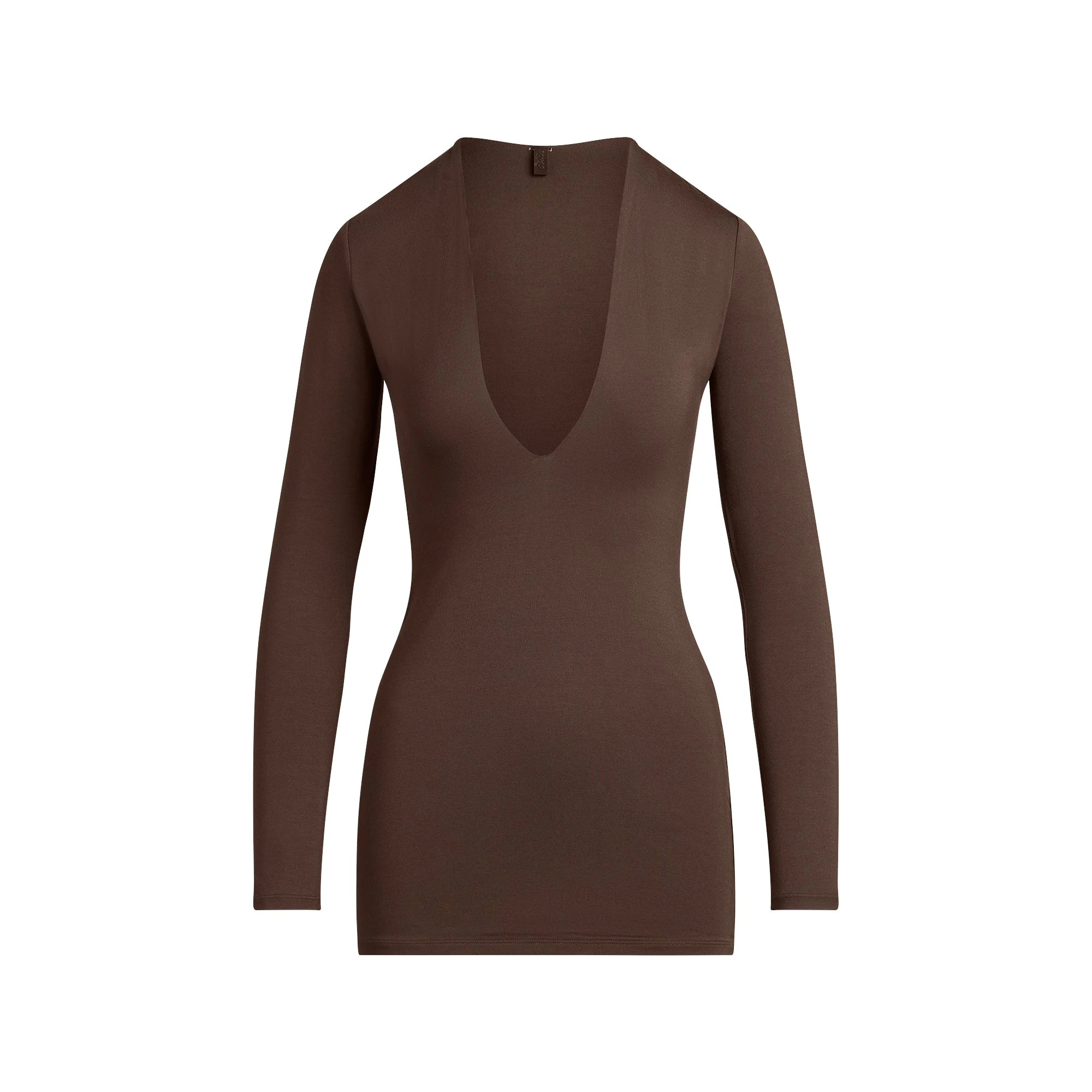 SMOOTH LAYERS DEEP PLUNGE MINI DRESS | ESPRESSO | SKIMS SMOOTH LAYERS DEEP PLUNGE MINI DRESS | ESPRESSO | SKIMS