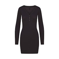 WOOL RIB HENLEY DRESS