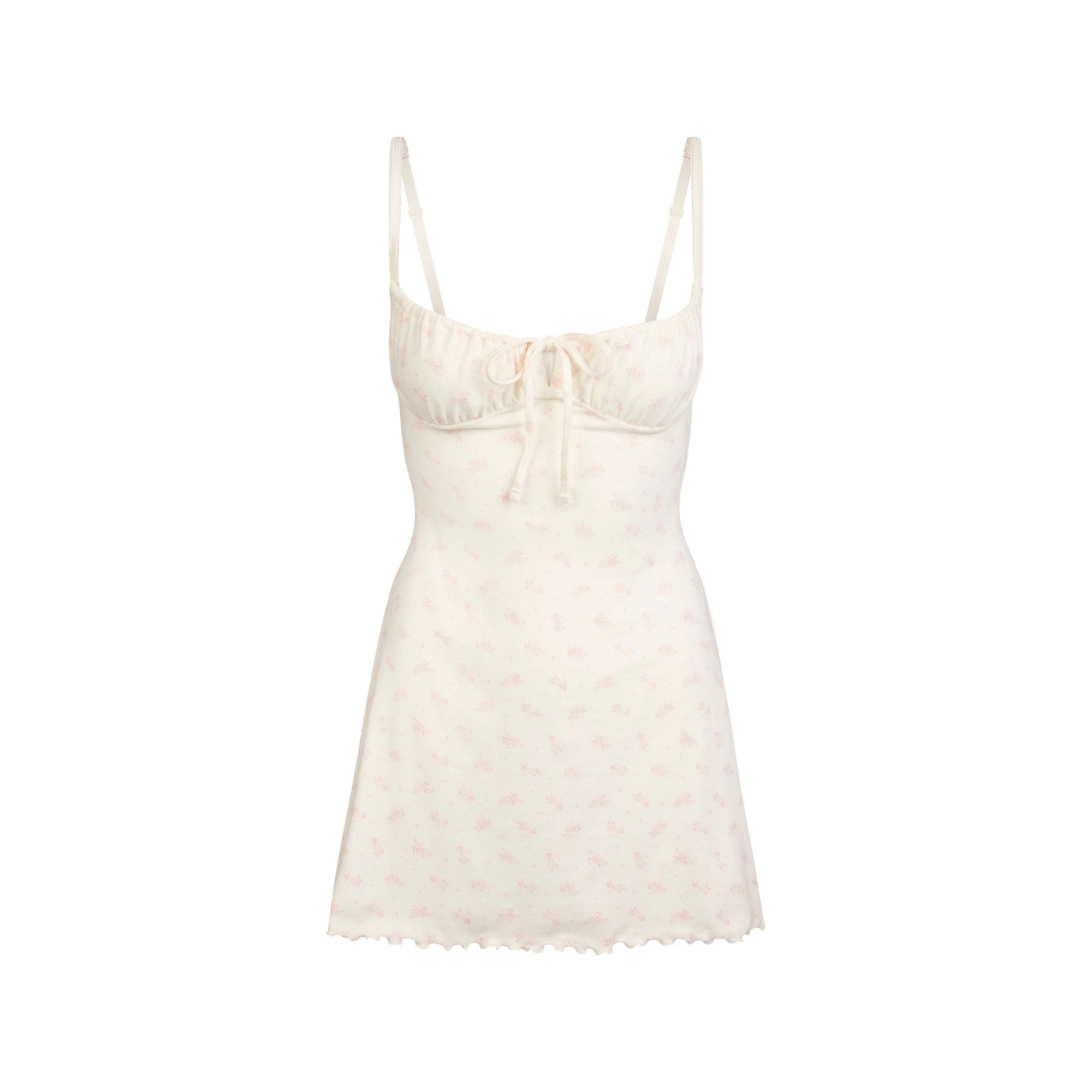 LOGO POINTELLE MINI DRESS | MARBLE HALITE FLORAL PRINT FLAT ON A WHITE BACKGROUND @ | FLT