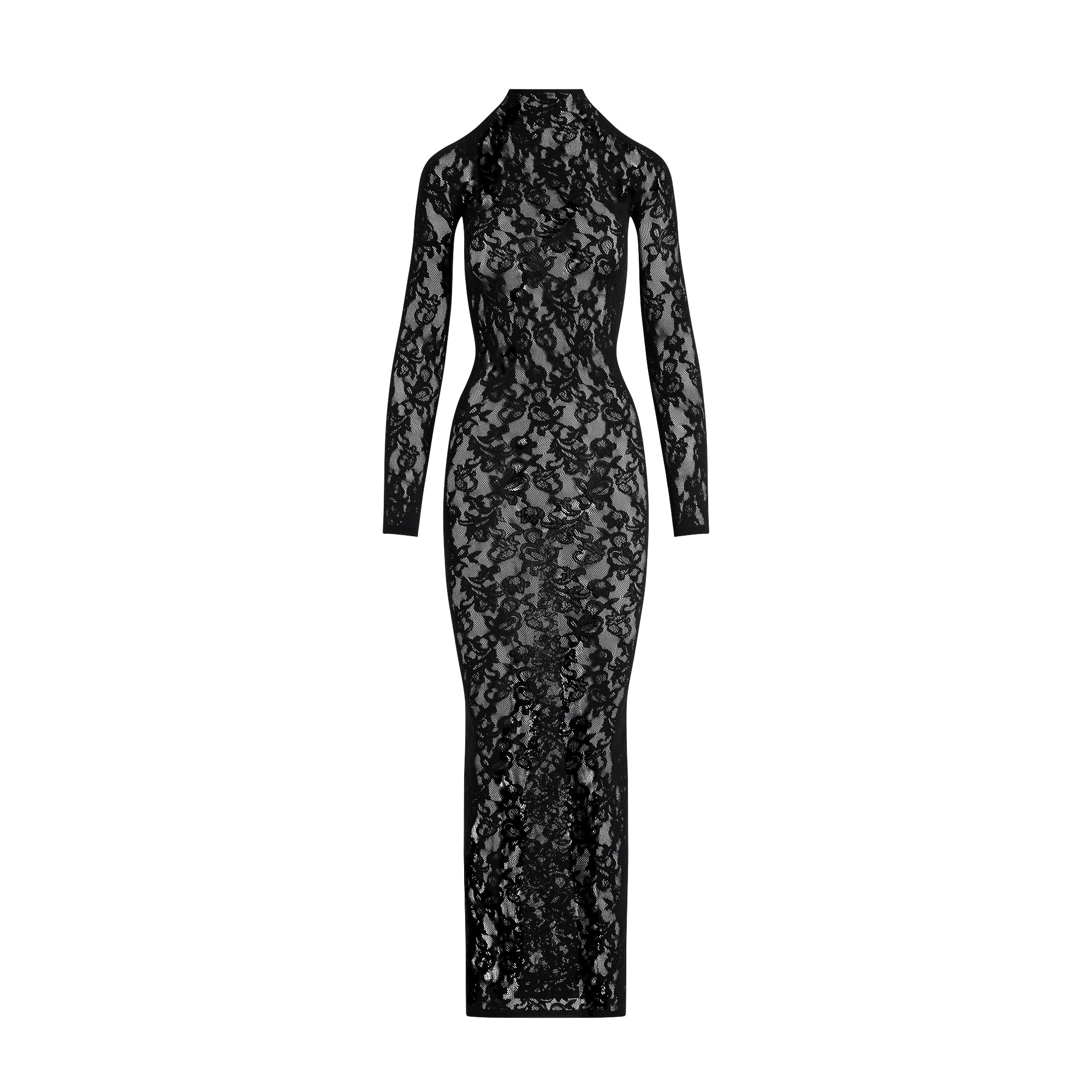 KNIT LACE MOCK NECK DRESS | ONYX