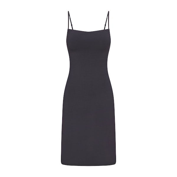 SMOOTH LOUNGE MIDI DRESS | GRAPHITE FLAT ON A WHITE BACKGROUND | FLT | FLT