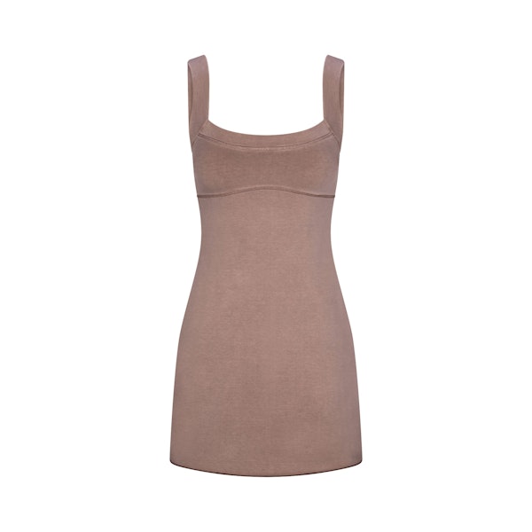 OUTDOOR CORSET MINI DRESS | FAWN FLAT ON A WHITE BACKGROUND | FLT | FLT