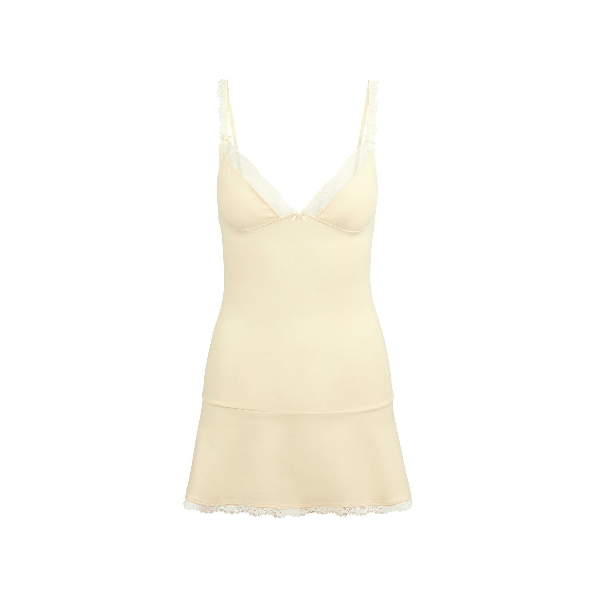 COTTON JERSEY LACE SLIP DRESS | BUTTER FLAT ON A WHITE BACKGROUND | FLT