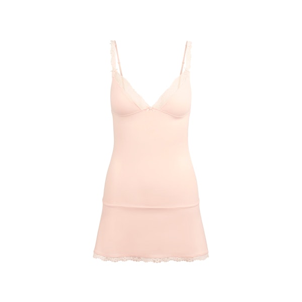 COTTON JERSEY LACE SLIP DRESS | PRIMROSE FLAT ON A WHITE BACKGROUND | FLT