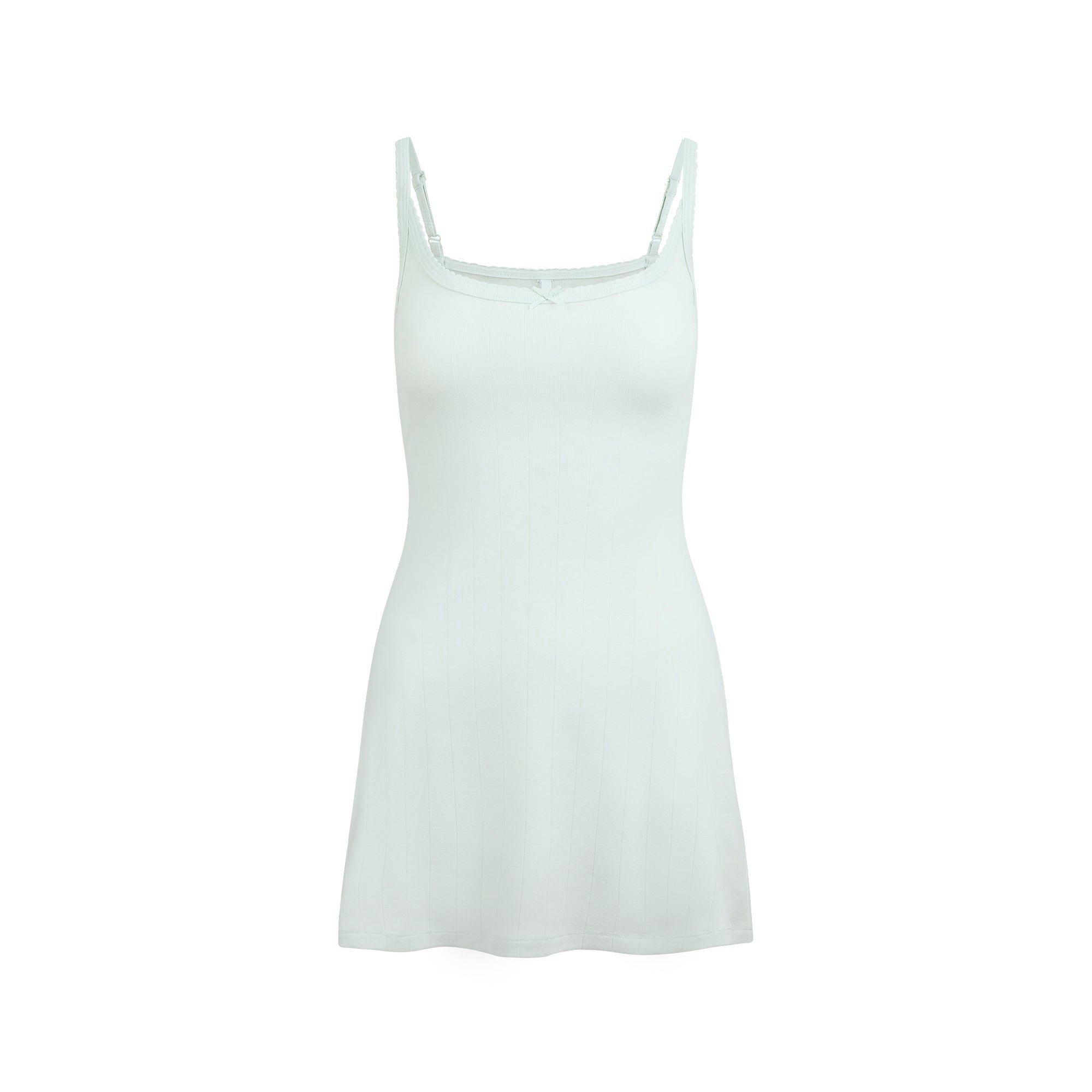 DROP NEEDLE POINTELLE CAMI MINI DRESS | FROST FLAT ON A WHITE BACKGROUND | FLT