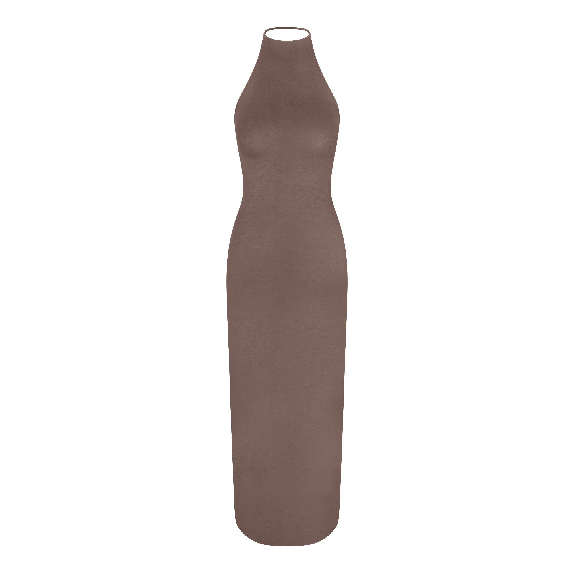 SKIMS CLOUD HALTER LONG DRESS | AMETHYST FLAT ON A WHITE BACKGROUND | FLT | FLT