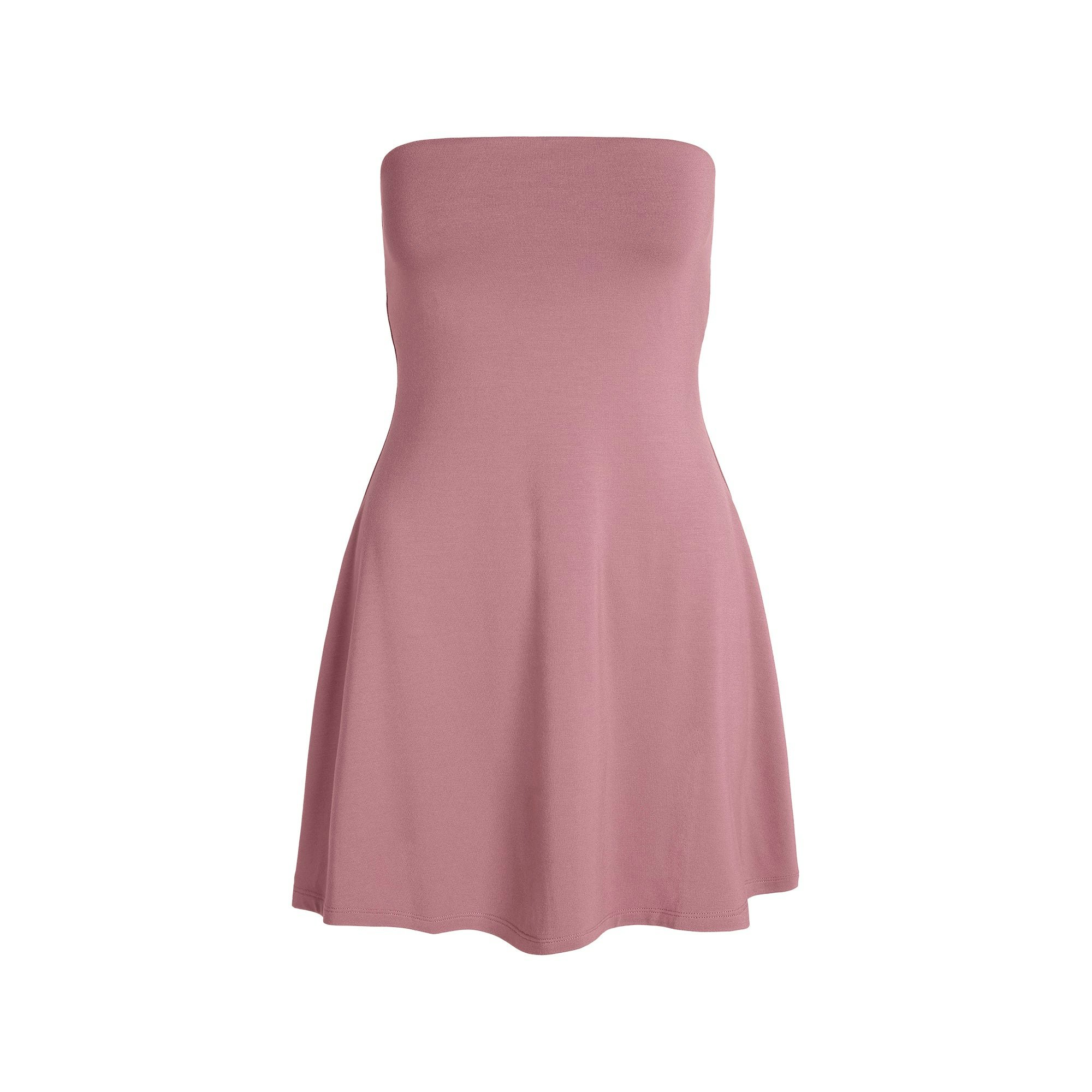 SMOOTH LAYERS STRAPLESS MINI DRESS | REDWOOD FLAT ON A WHITE BACKGROUND | FLT