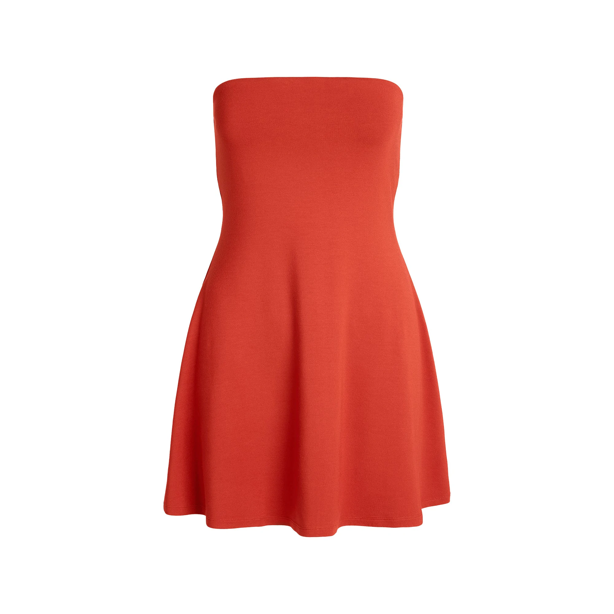 SMOOTH LAYERS STRAPLESS MINI DRESS | TERRA FLAT ON A WHITE BACKGROUND | FLT