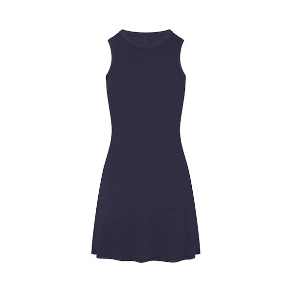 COTTON RIB TANK DRESS | NAVY FLAT ON A WHITE BACKGROUND | FLT