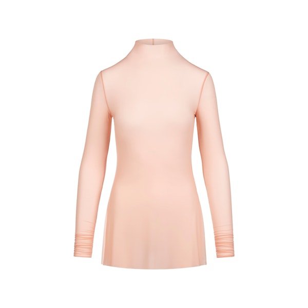 MILKY SHEER MOCK NECK TUNIC | DESERT CLAY FLAT ON A WHITE BACKGROUND | FLT