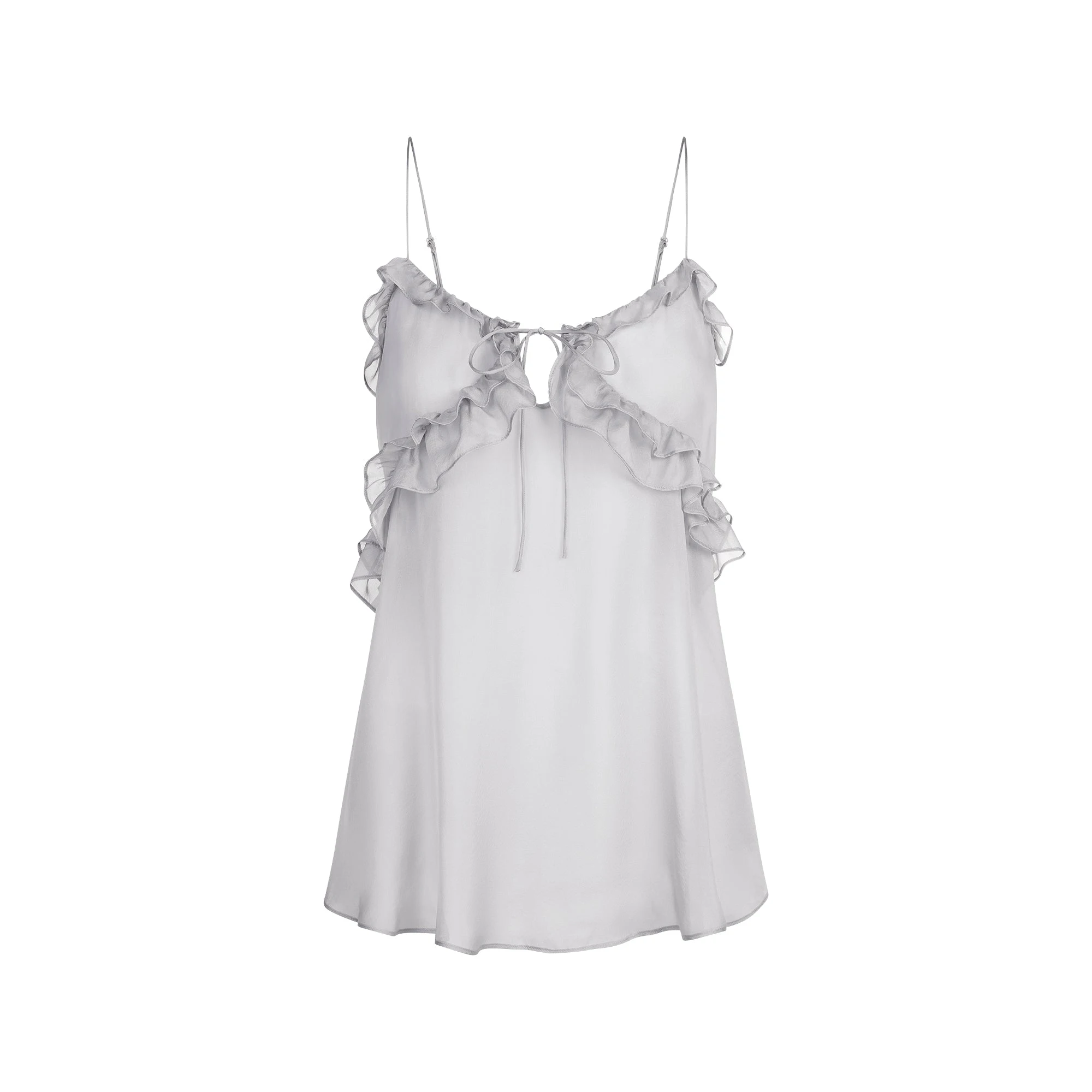 SKIMS ROMANCE TIE FRONT SLIP DRESS | MIRROR FLAT ON A WHITE BACKGROUND | FLT
