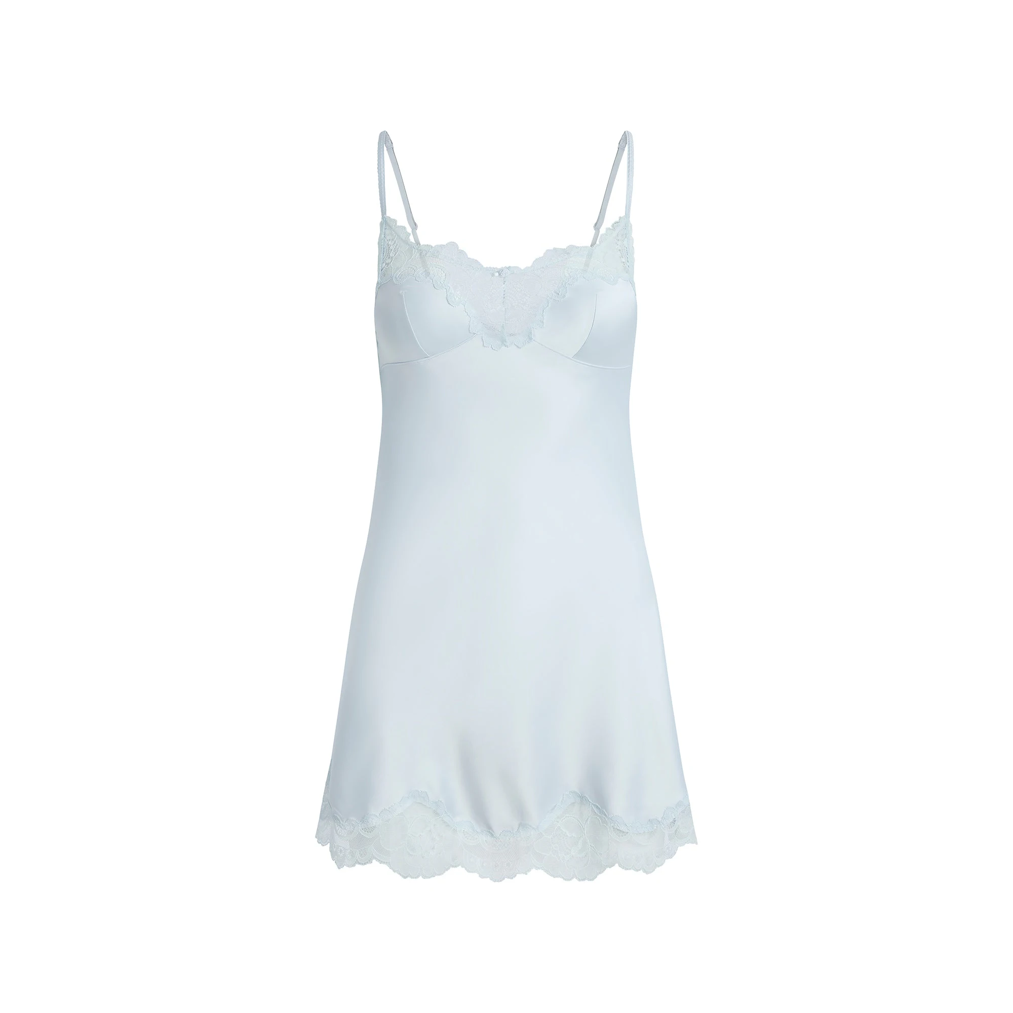 WOVEN SHINE LACE SLIP DRESS | CLOUD FLAT ON A WHITE BACKGROUND | FLT